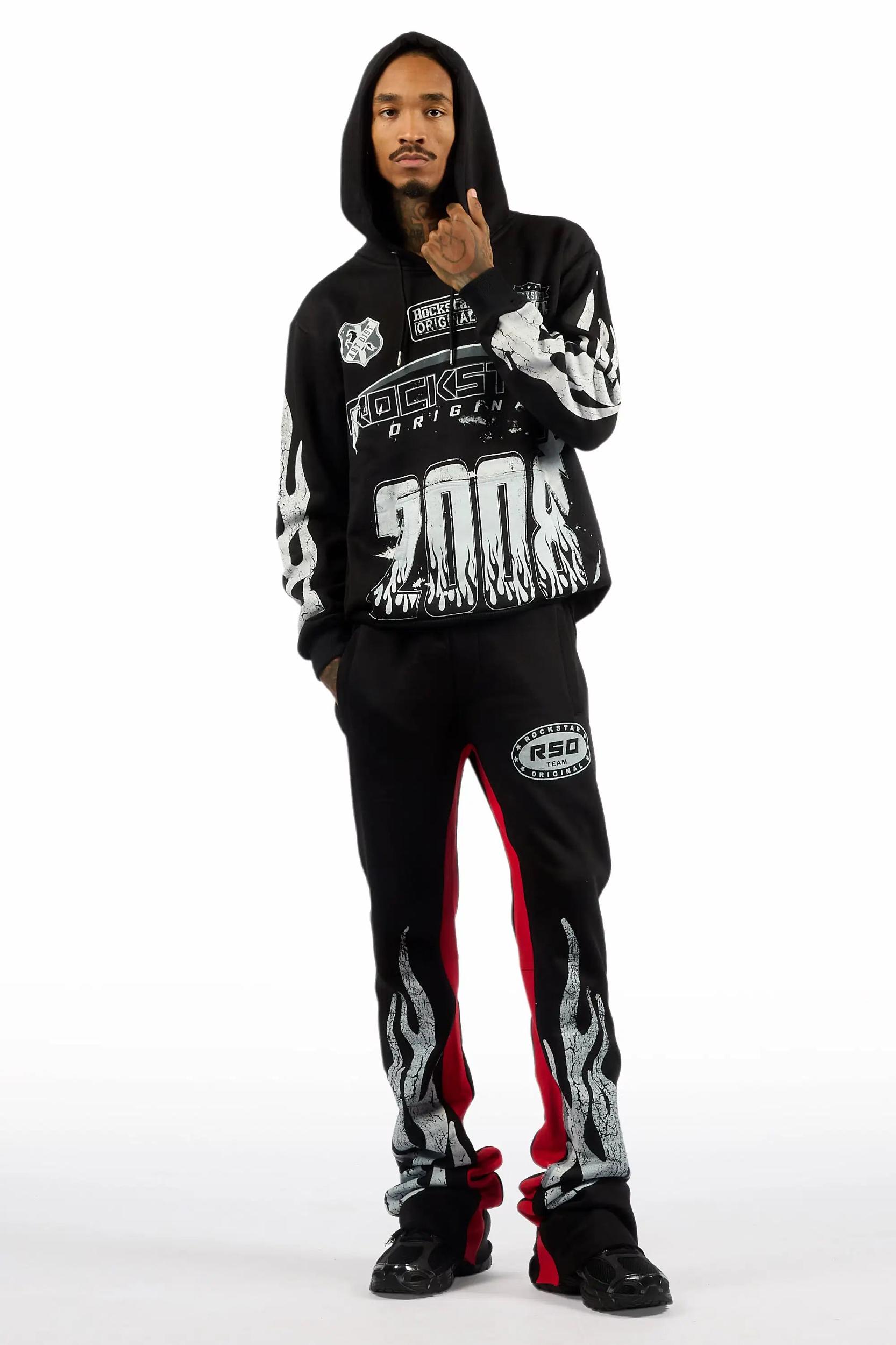 Amos Black Hoodie/Baggy Track Pant Set Male Product Image