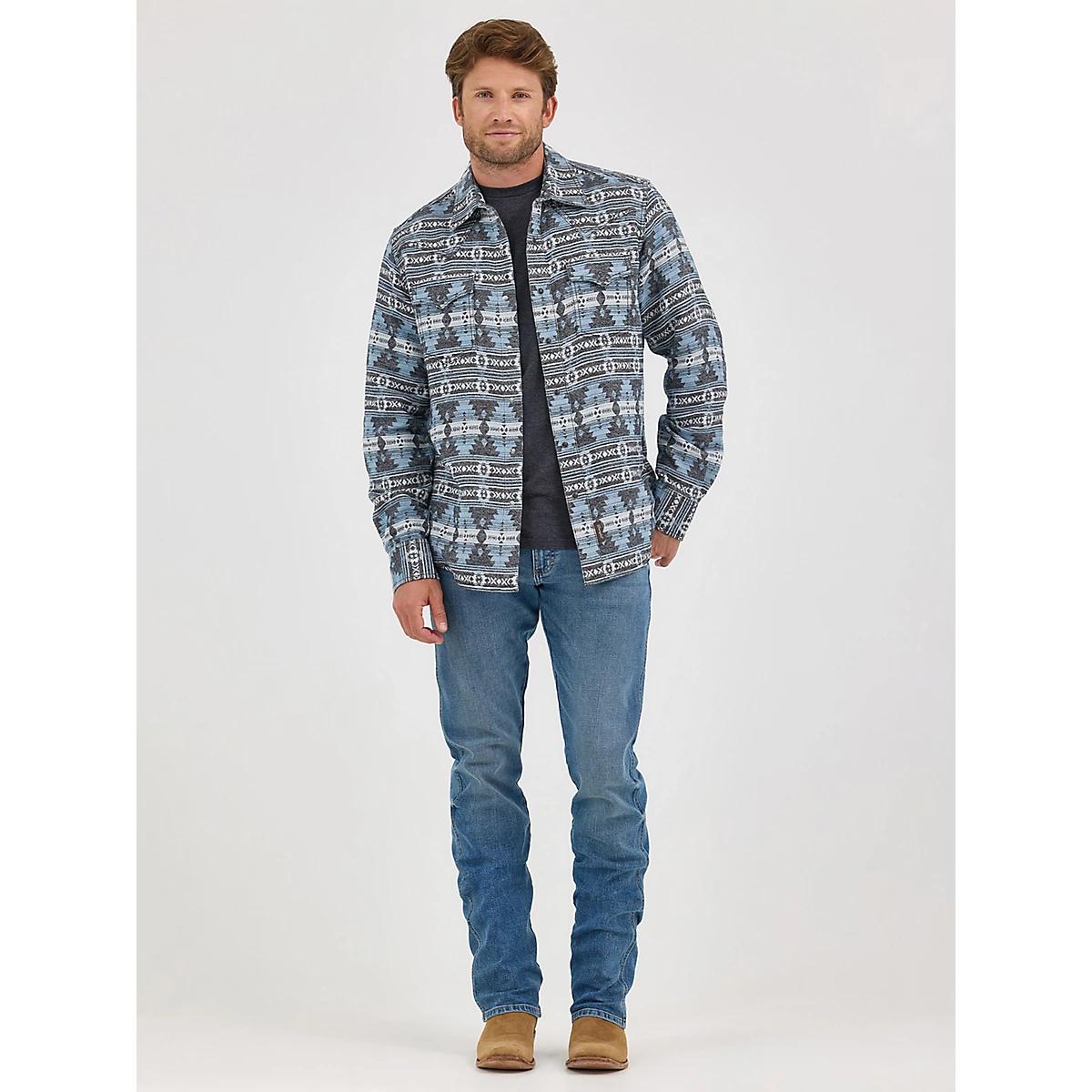 Men's Wrangler Retro® Premium Jacquard Snap Shirt Jacket in Baby Product Image