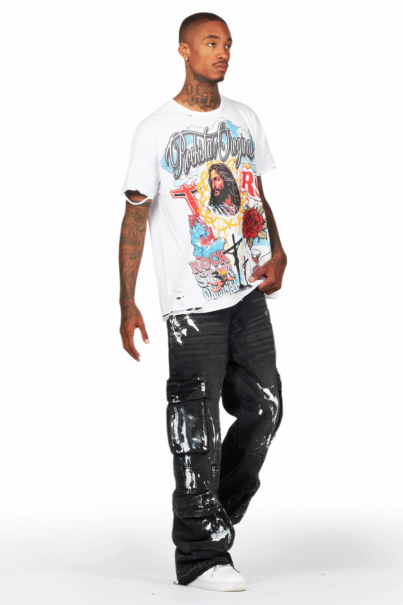 Alary Painter Black Baggy Fit Cargo Jean Male Product Image