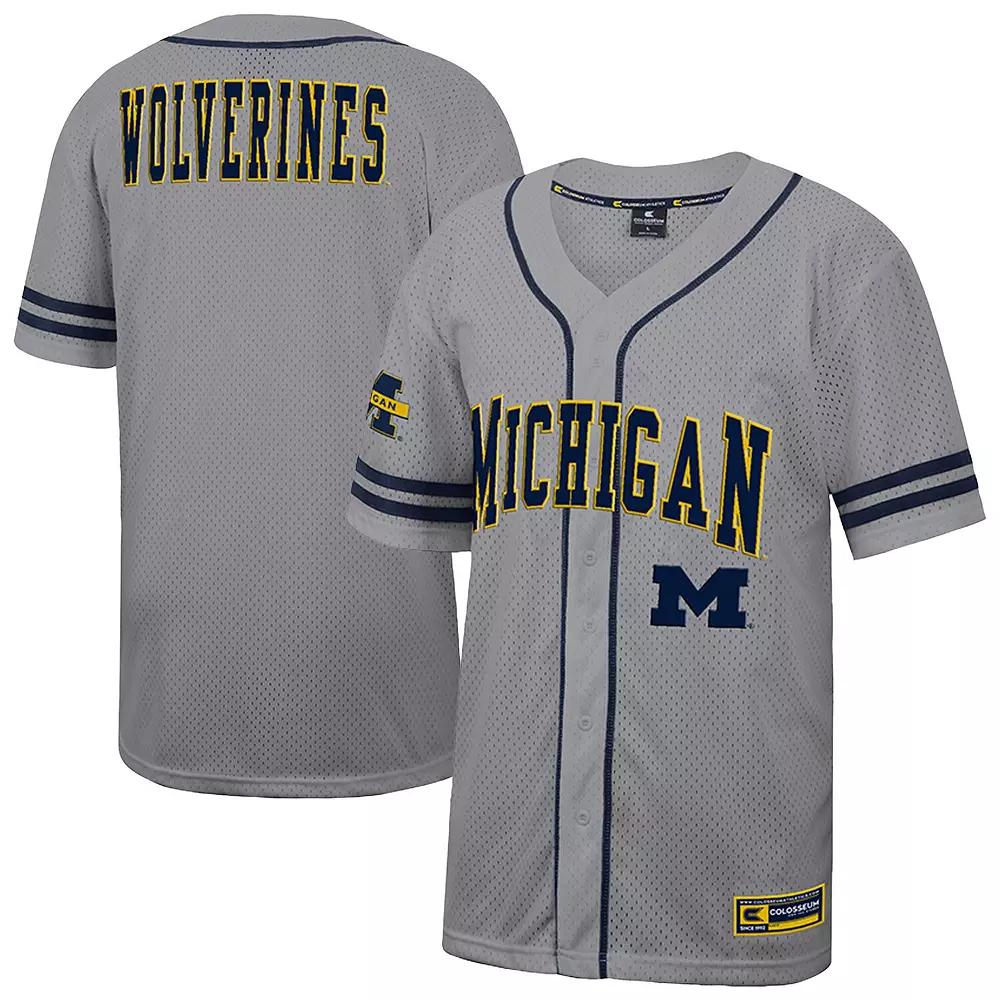 Men's Colosseum Gray Michigan Wolverines Free Spirited Baseball Jersey,  Product Image