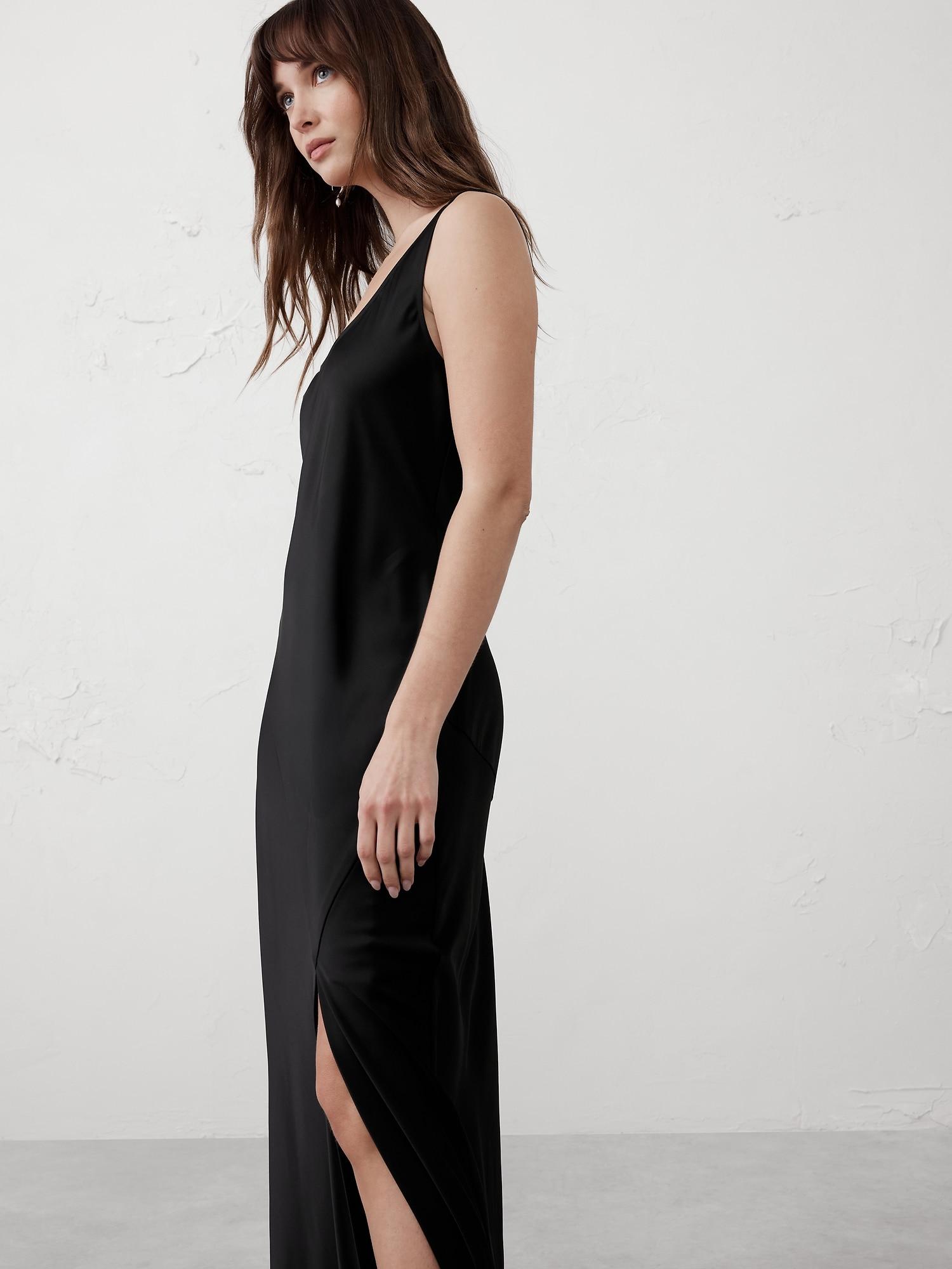 Silky Twill Slit Maxi Dress Product Image
