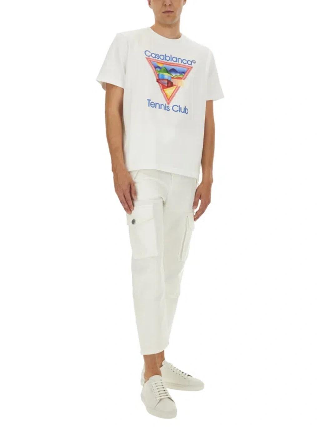 CASABLANCA Cotton Crew Neck T-shirt With Graphic Print In White Product Image