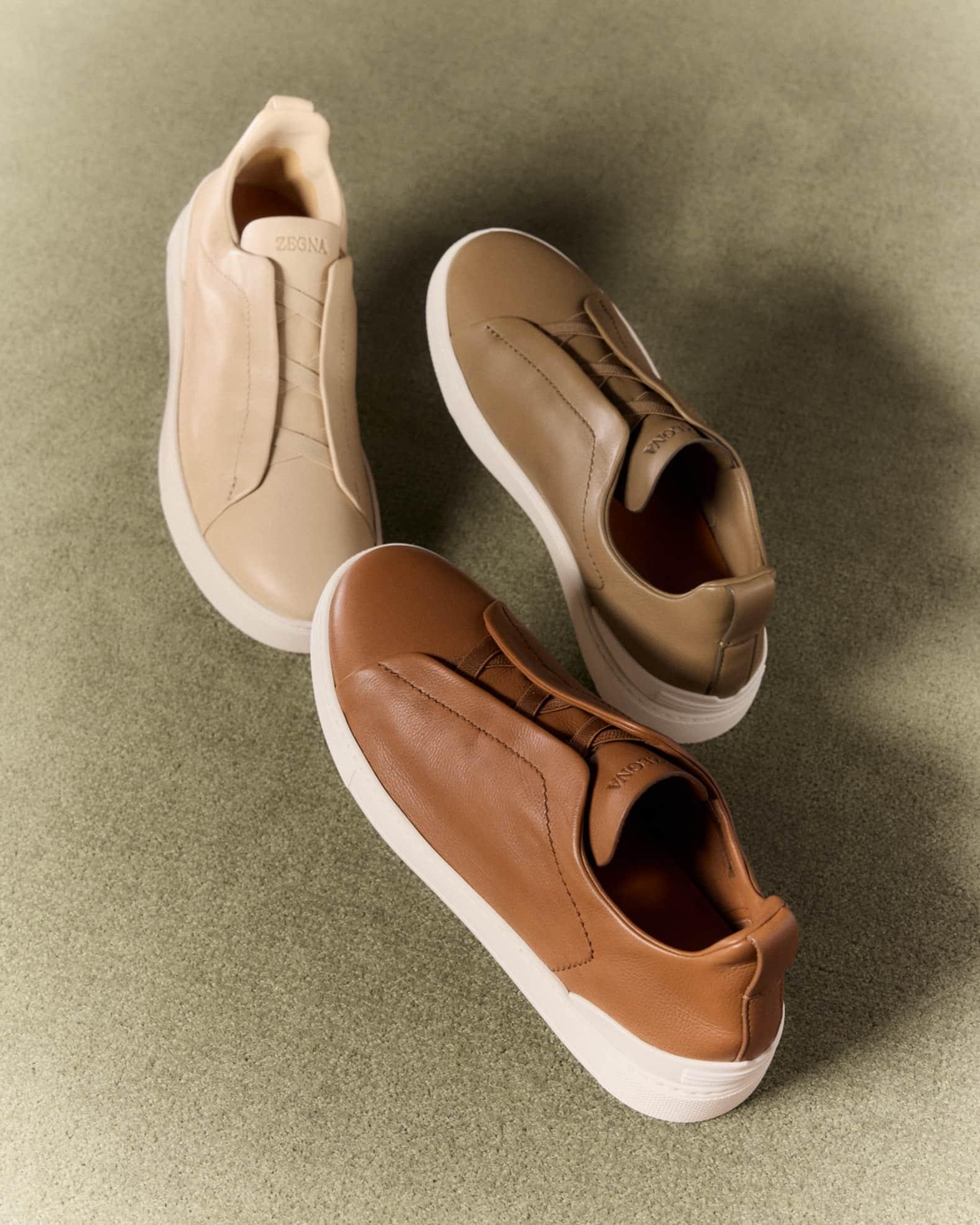 Men's Triple Stitch SECONDSKIN Leather Slip-On Sneakers Product Image