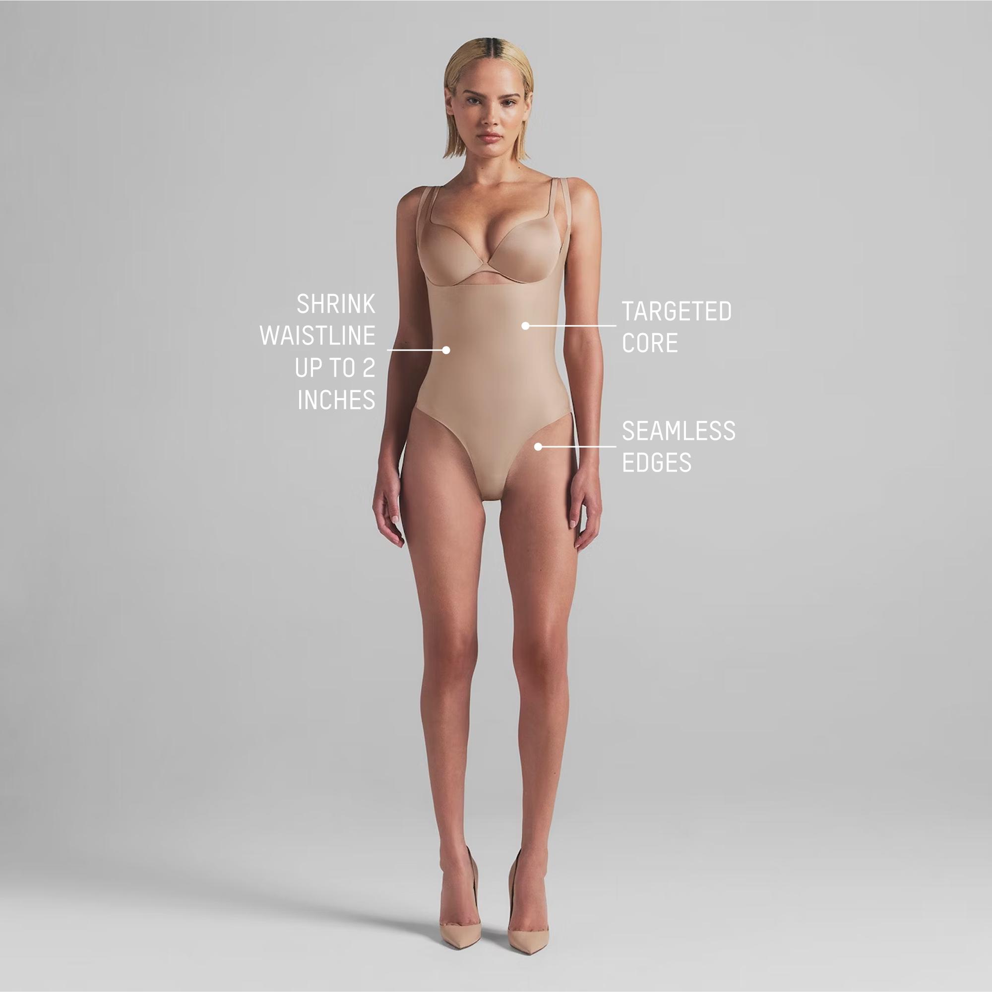 SKIMS BODY CORE SCULPT OPEN BUST THONG BODYSUIT | ONYX Product Image
