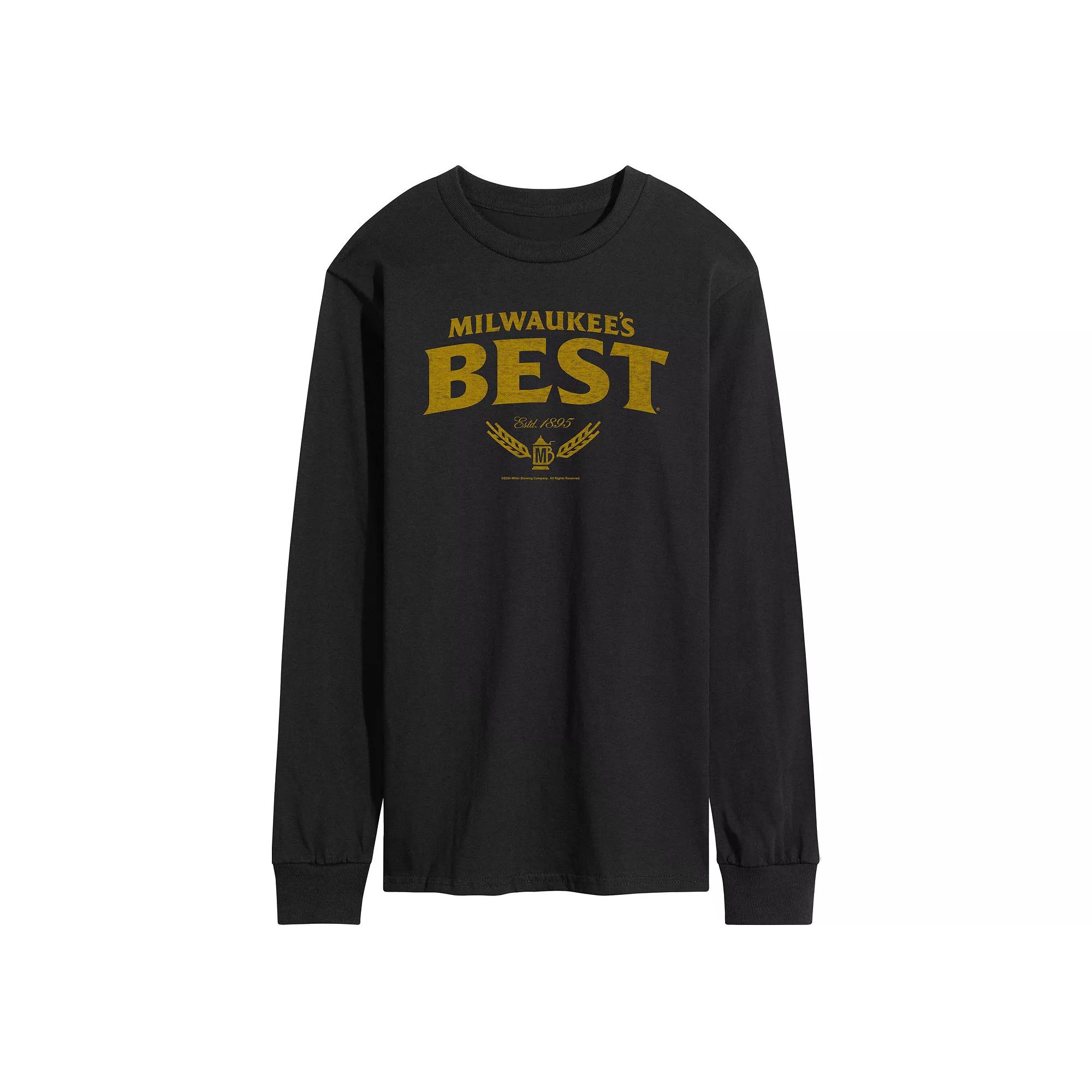 Men's Milwaukee's Best Distressed Logo Long Sleeve Graphic Tee,  Product Image