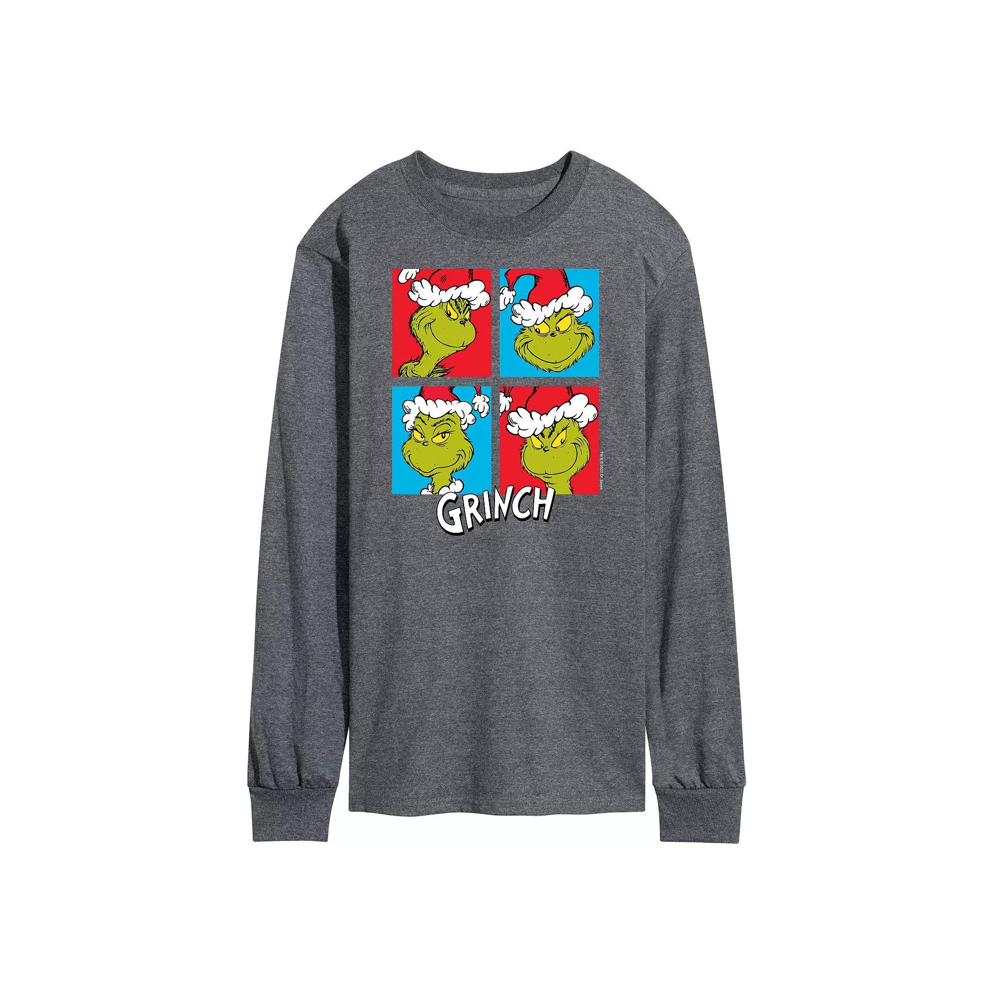 Men's Dr. Seuss Grinch Grid Long Sleeve Tee,  Product Image