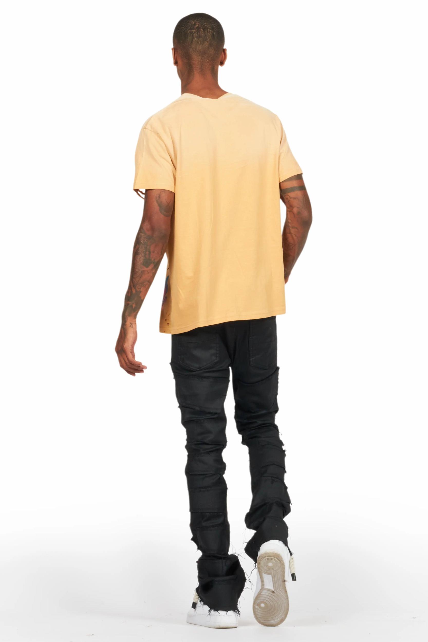 Shake Black Coated Stacked Flare Jean Male Product Image