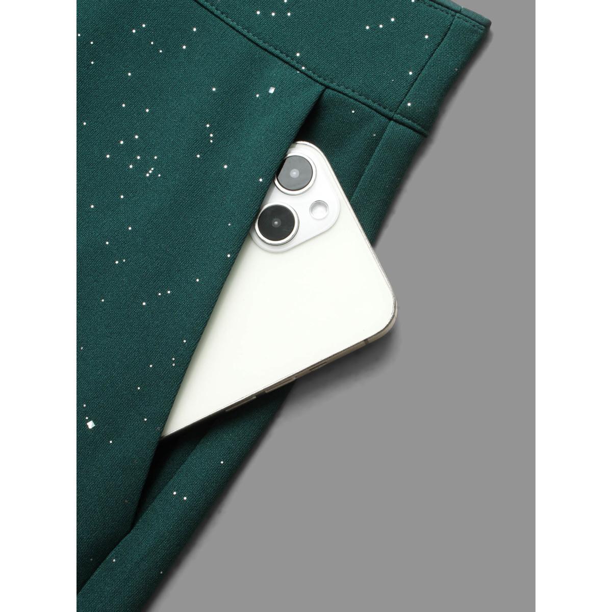 Plus Size Sparkle Knit Wide-Leg Pants Women DarkGreen Formal Loose Mid Rise Party Pants BloomChic 28/5X Product Image