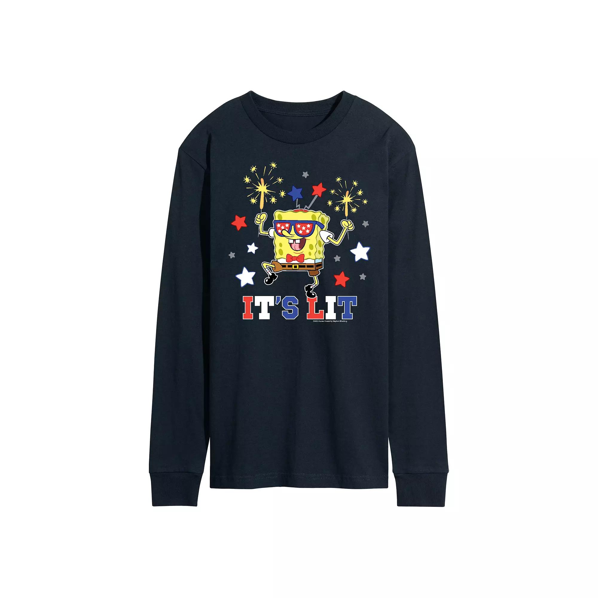 Men's Nickelodeon SpongeBob SquarePants It's Lit Long Sleeve Graphic Tee,  Product Image