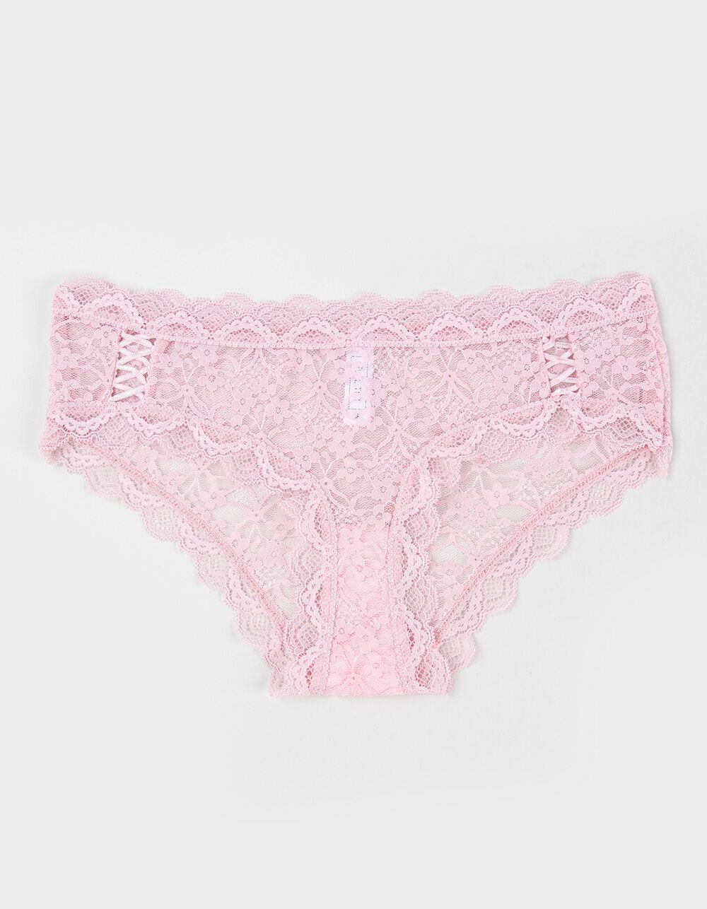 FULL TILT Allover Lace Up Hipster Panties - LIGHT BLUE Product Image