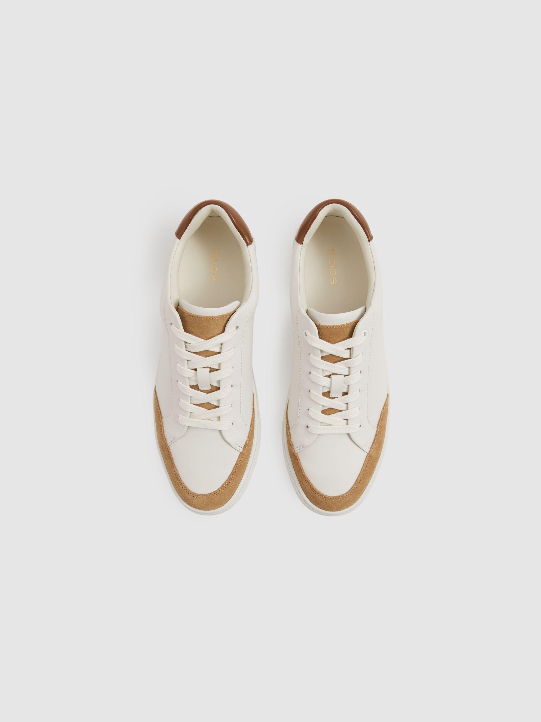 Ashley Camel/Ecru Leather Suede Detail Trainers Product Image