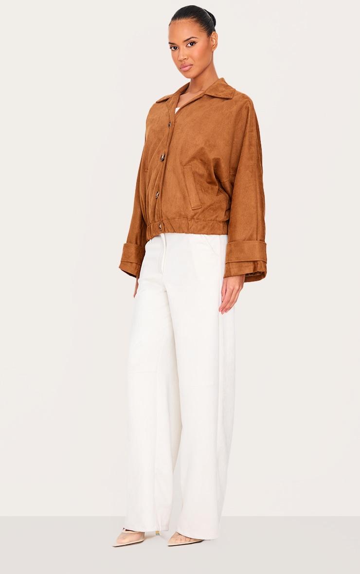 Tan Oversized Batwing Faux Suede Jacket Product Image