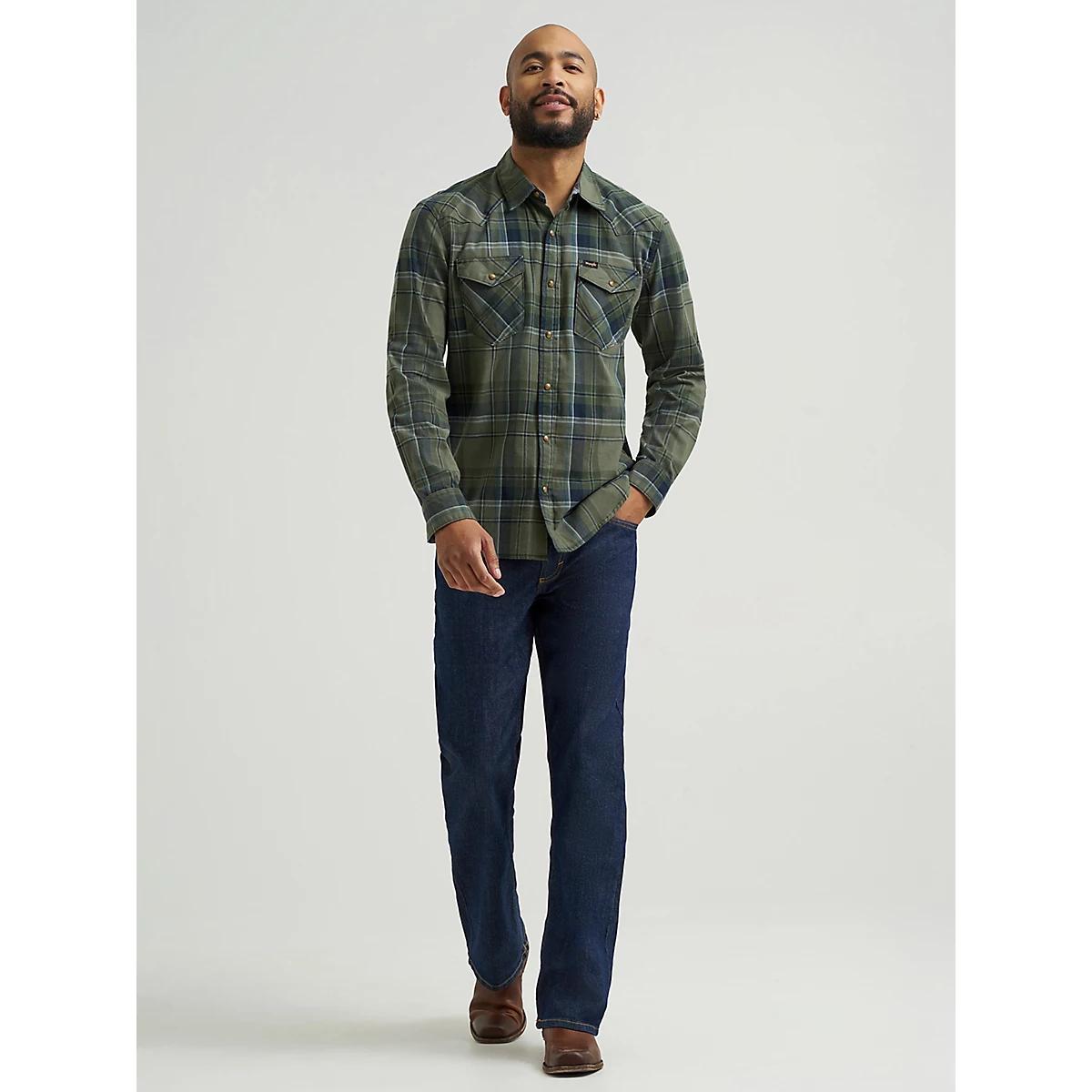 Men's Broken Twill Plaid Shirt in Thyme Product Image