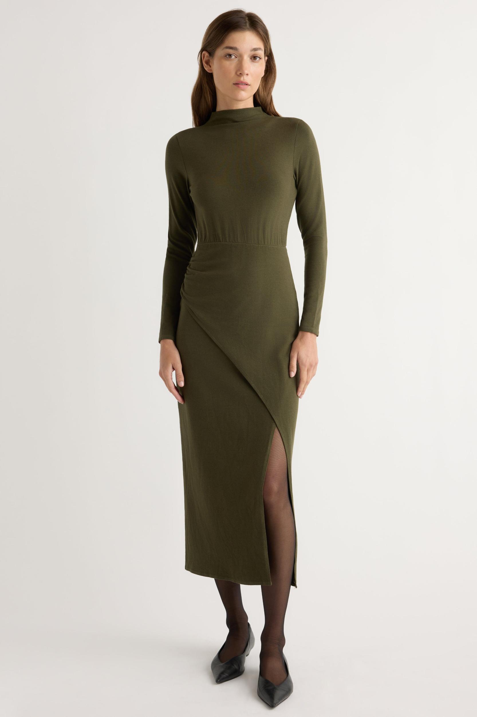 Suki Mock-Neck Side-Slit Dress Product Image
