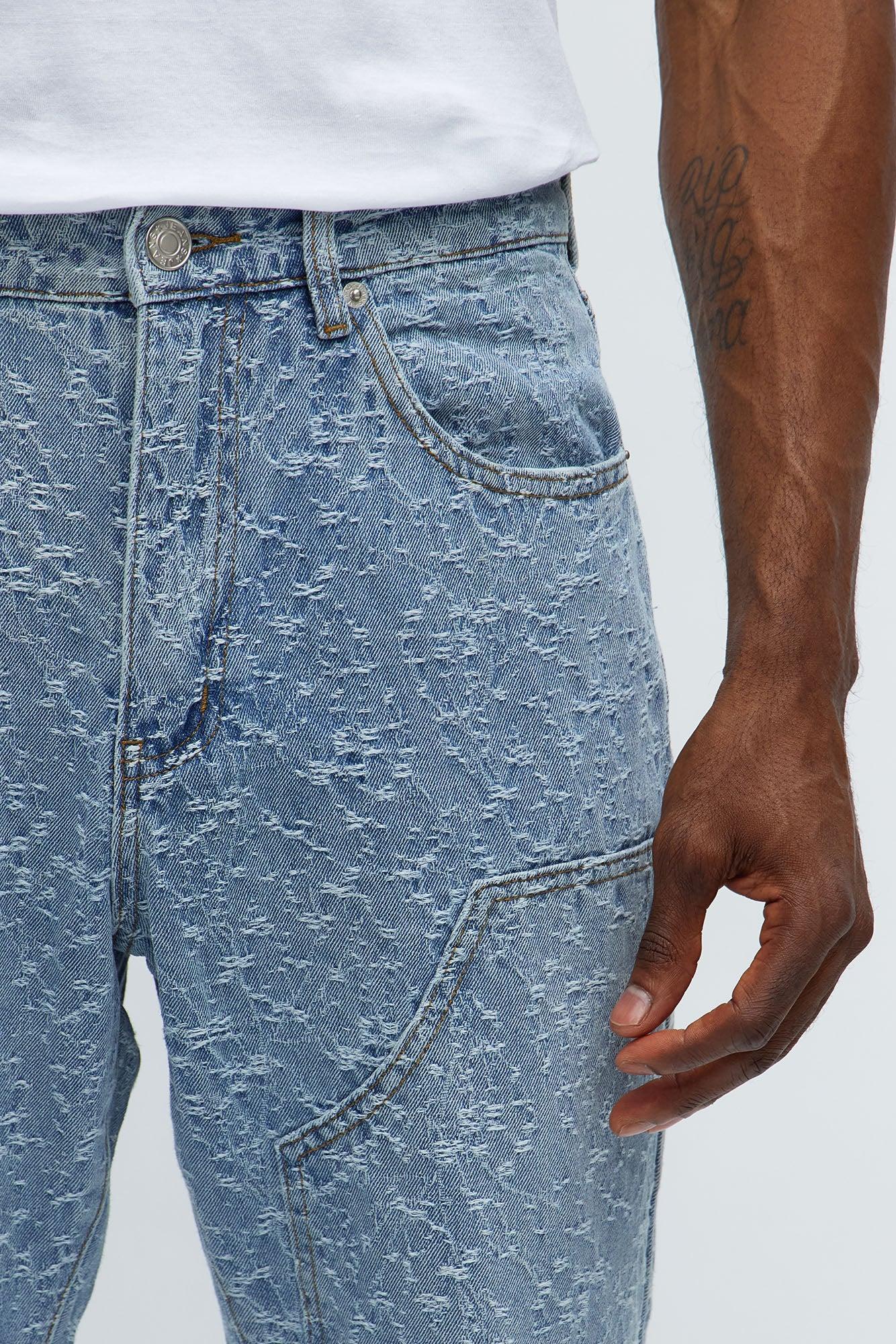Stacked Slim Flare Frosty Jacquard Carpenter Jeans - Light Blue Wash Product Image