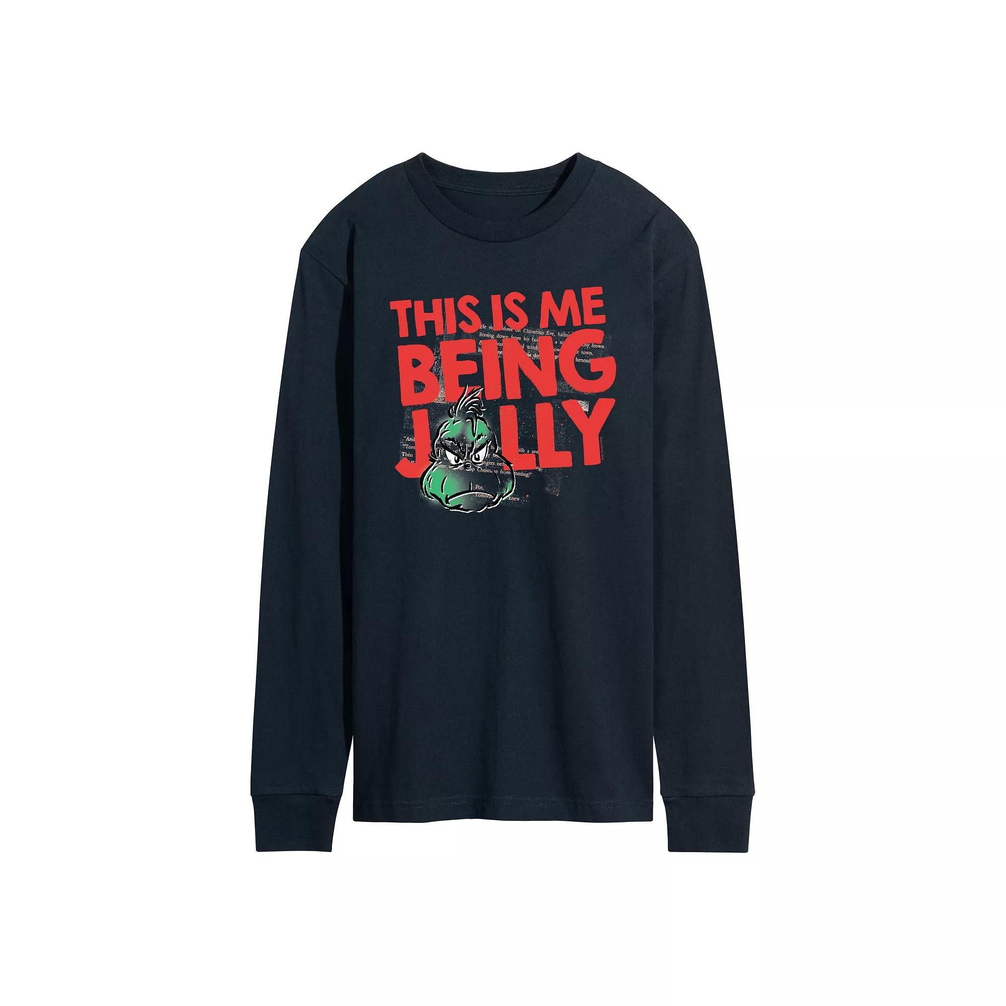 Men's Dr. Seuss The Grinch This Is Me Being Jolly Long Sleeve Graphic Tee,  Product Image