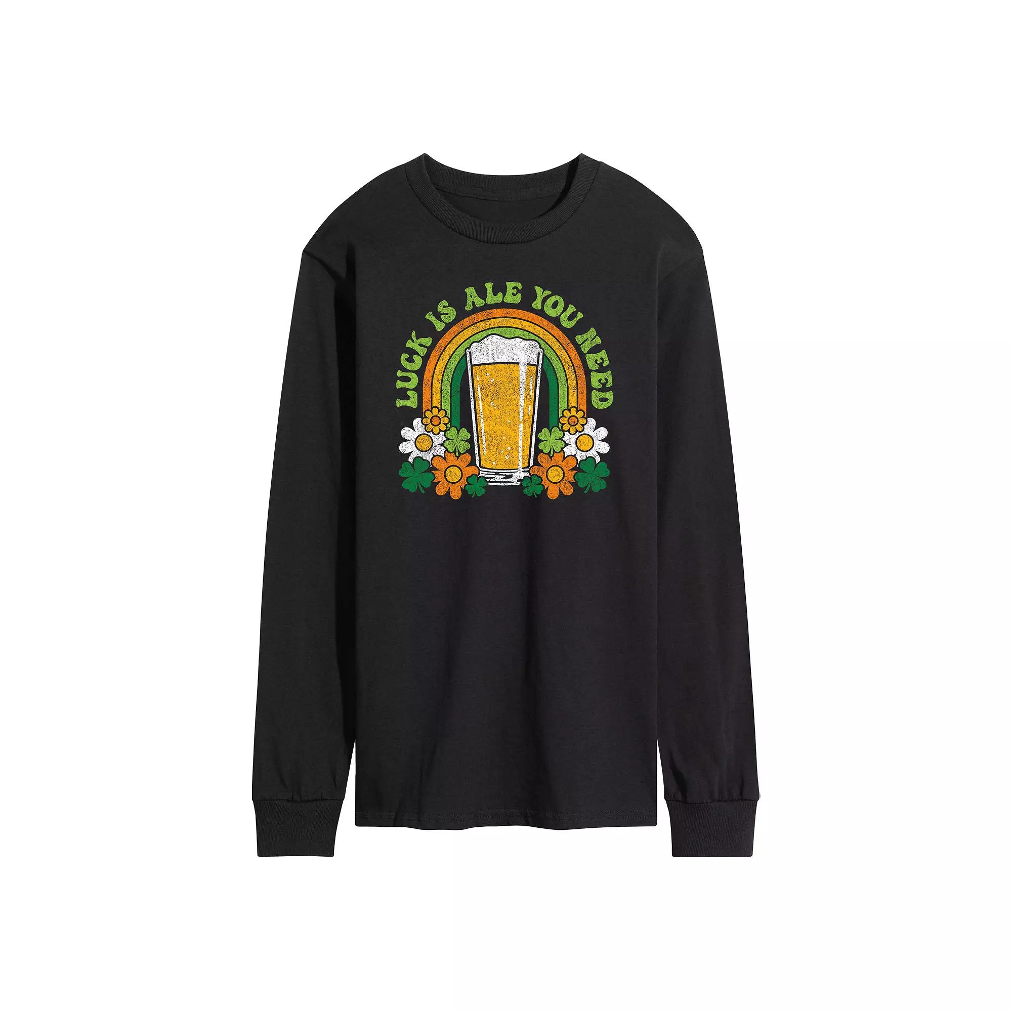 Men's Luck Is Ale You Need Long Sleeve Graphic Tee,  Product Image