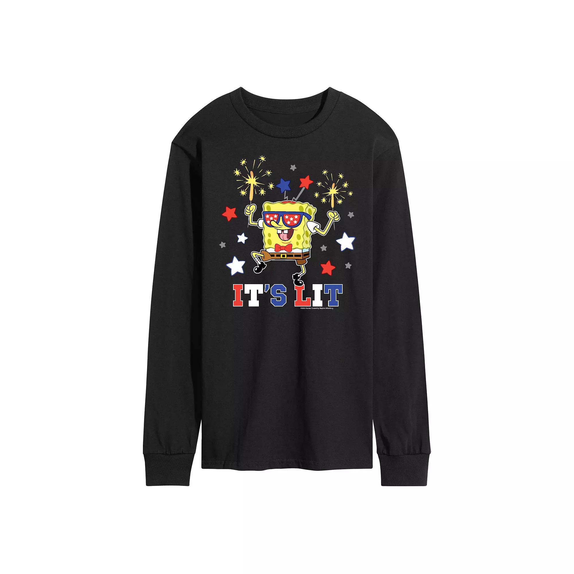 Men's Nickelodeon SpongeBob SquarePants It's Lit Long Sleeve Graphic Tee,  Product Image