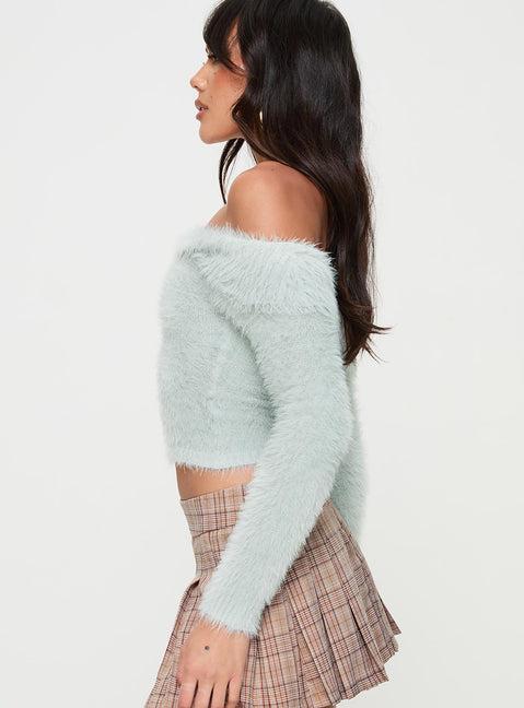 Coecoe Off The Shoulder Sweater Grey Product Image