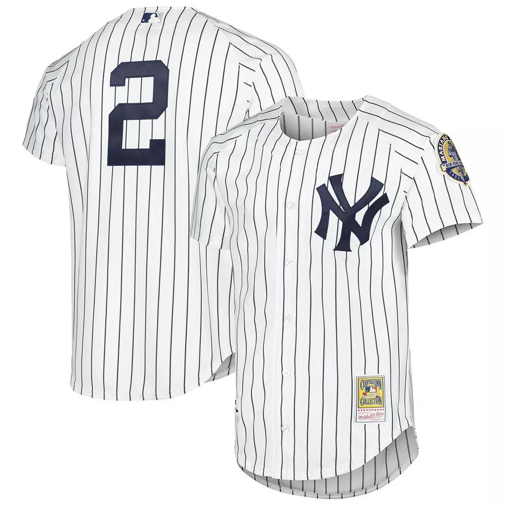 Men's Mitchell & Ness Derek Jeter White New York Yankees Cooperstown Collection Authentic Jersey,  Product Image