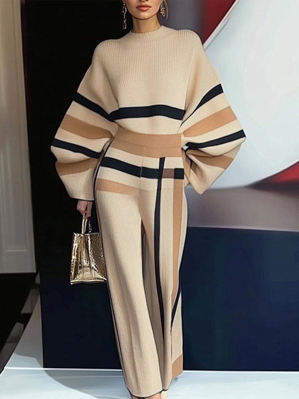 Loose Wide Leg Striped Casual Pants Bottoms Trousers Product Image