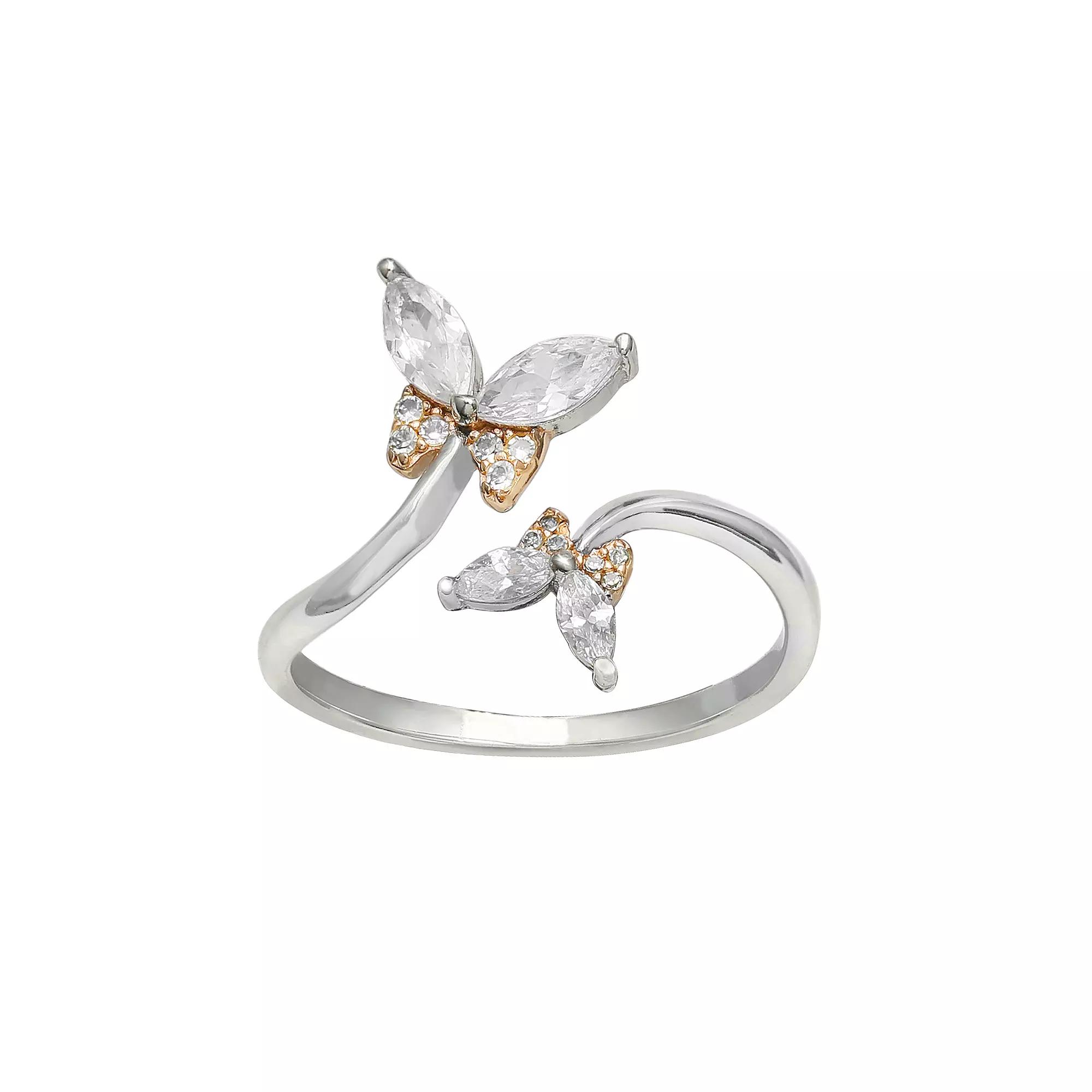 PRIMROSE Sterling Silver Cubic Zirconia Butterfly Ring, Women's, Size: 6 Product Image