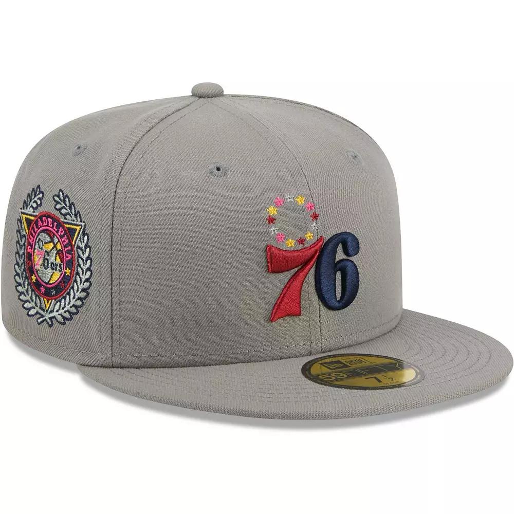 Men's New Era Gray Philadelphia 76ers Color Pack 59FIFTY Fitted Hat, Size: 7 1/4, 76r Grey Product Image