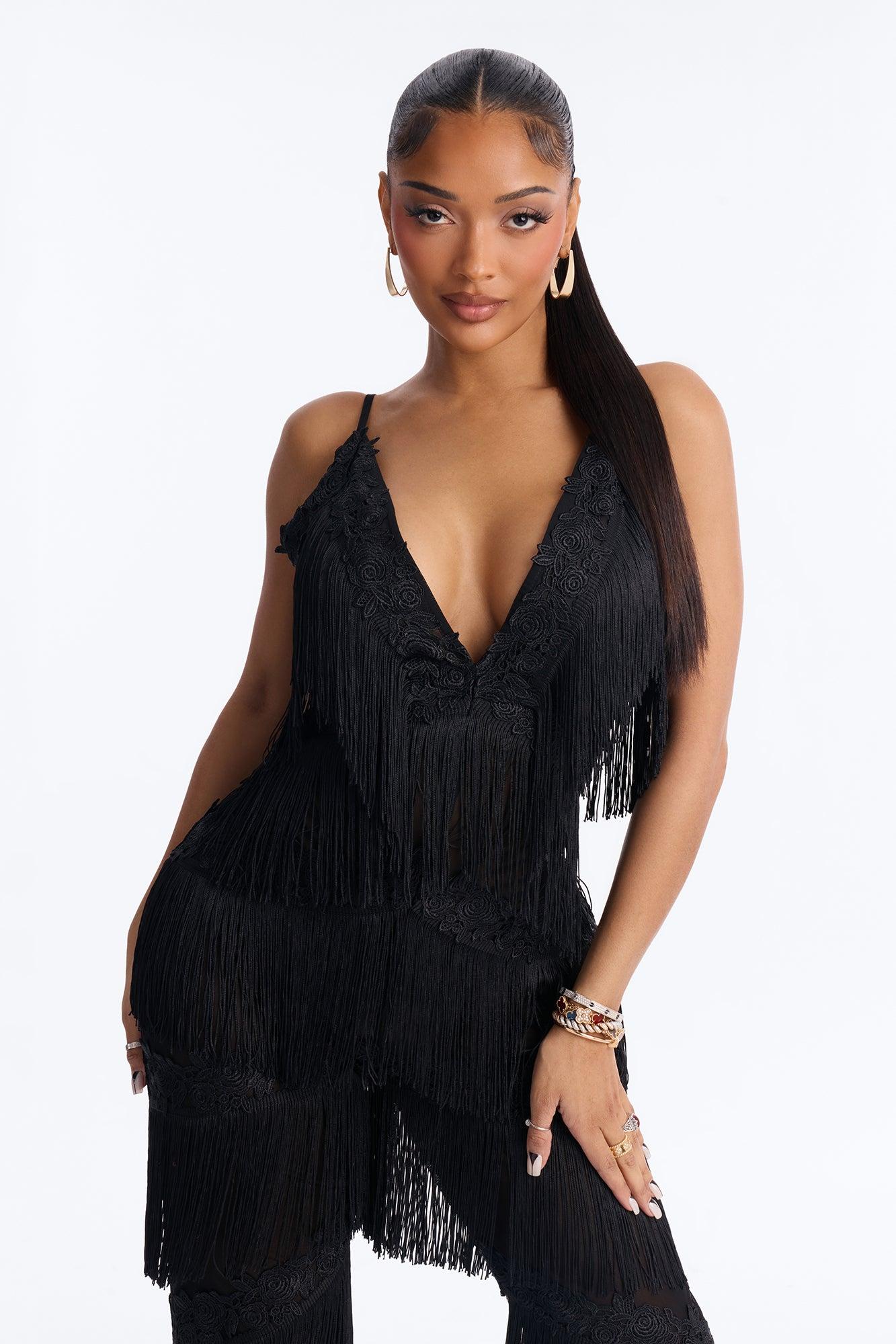 Lillie Fringe Jumpsuit - Black Female Product Image