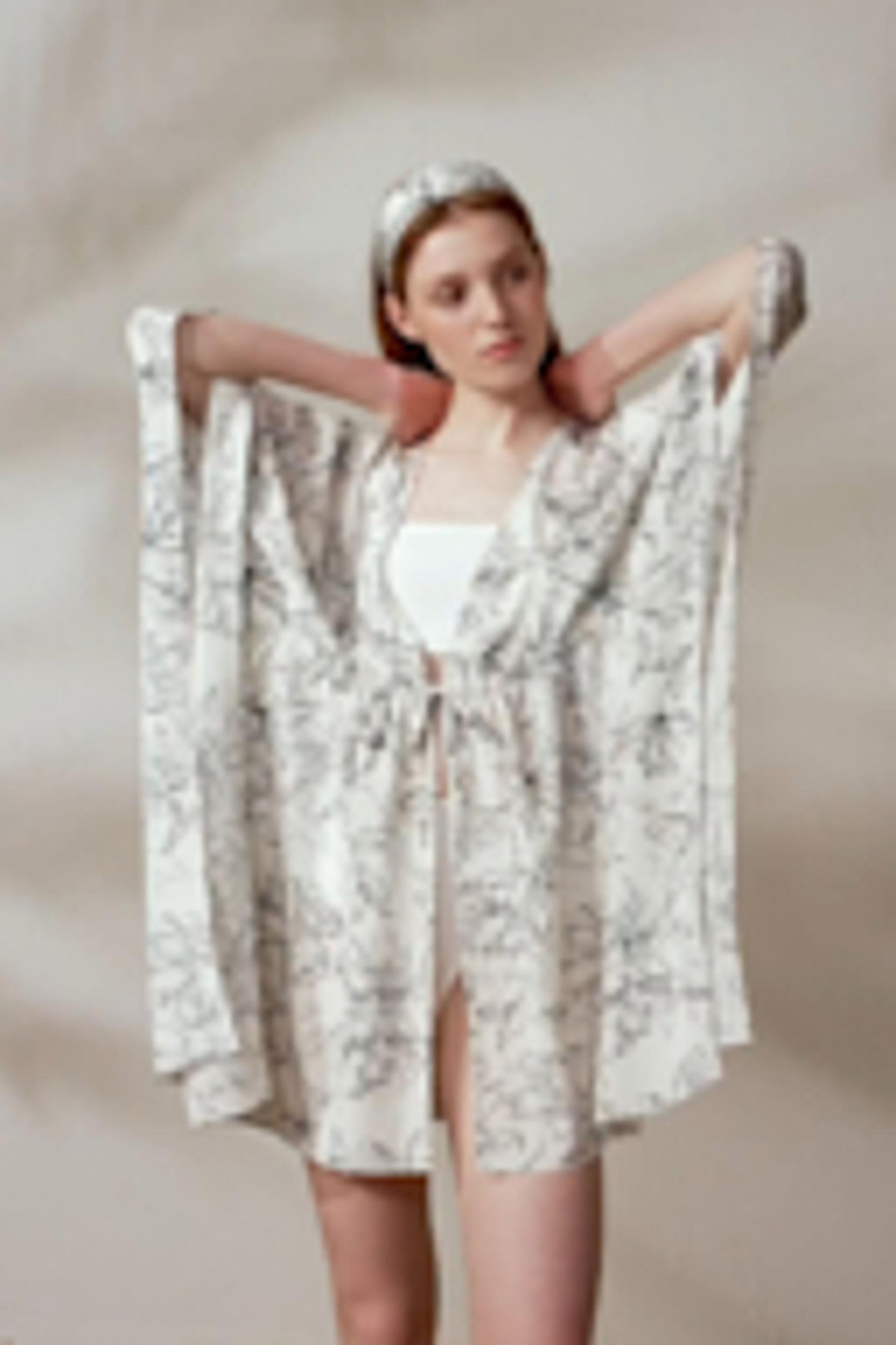 Floral Sketch Silk Cardigan Product Image