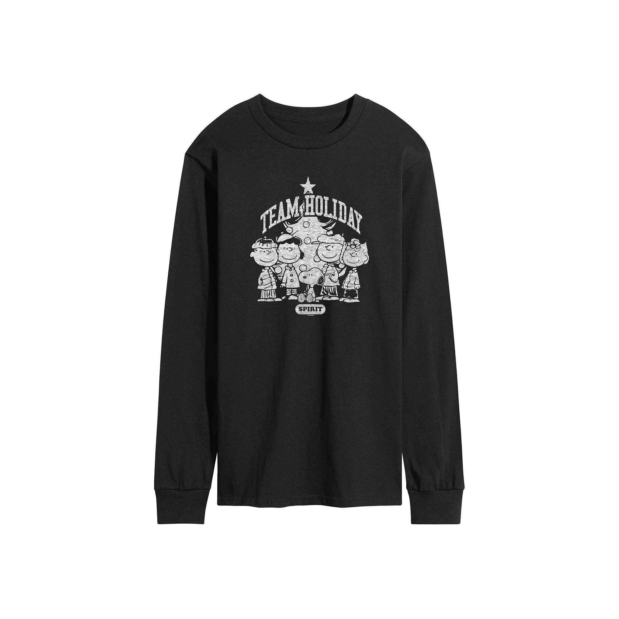 Men's Peanuts Team Holiday Spirit Long Sleeve Graphic Tee,  Product Image