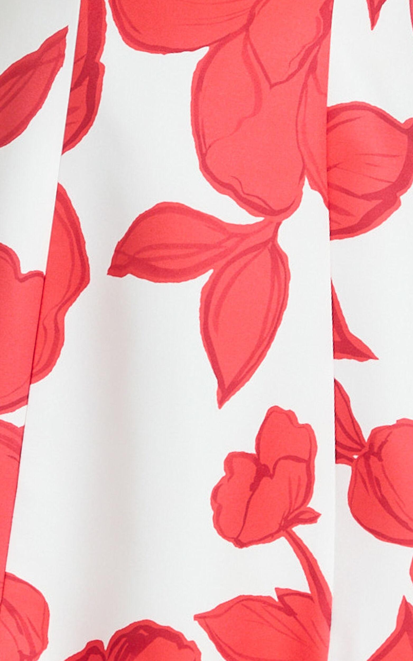 Morgan Mini Dress - Wide Strap Square Neck Fitted Bodice Tulip Skirt Dress in Bouquet Di Fiori Print Product Image