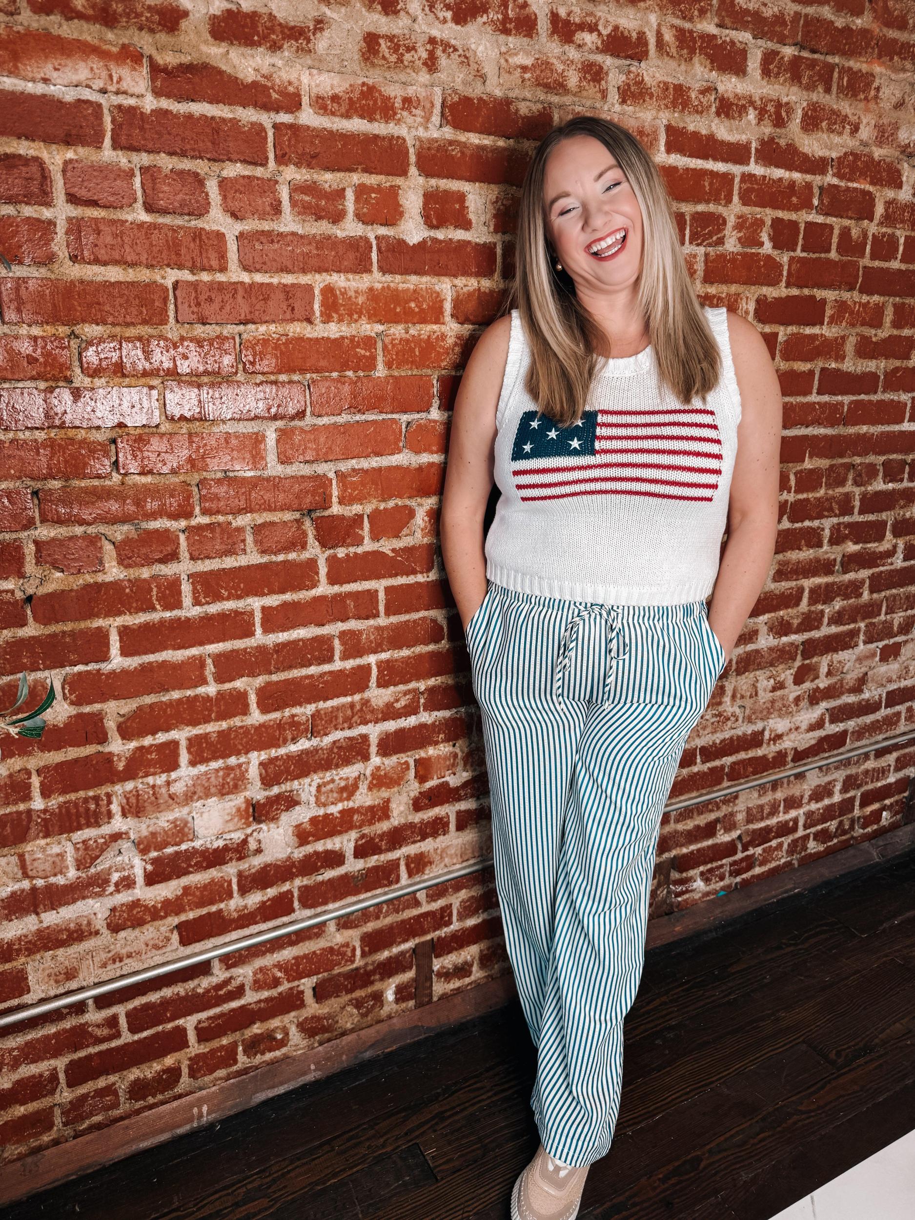 American Flag Graphic Sweater Tank Product Image