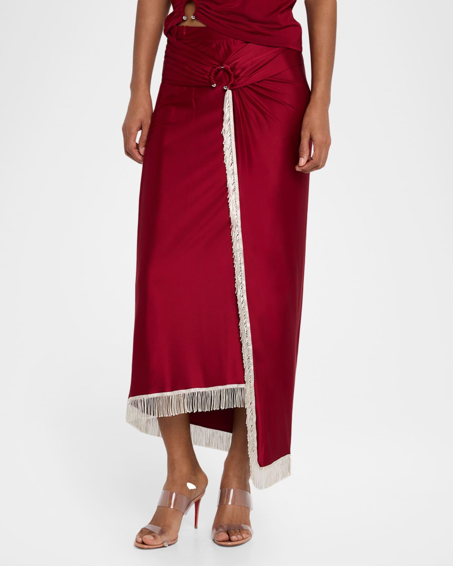 Fringed Maxi Wrap Skirt Product Image