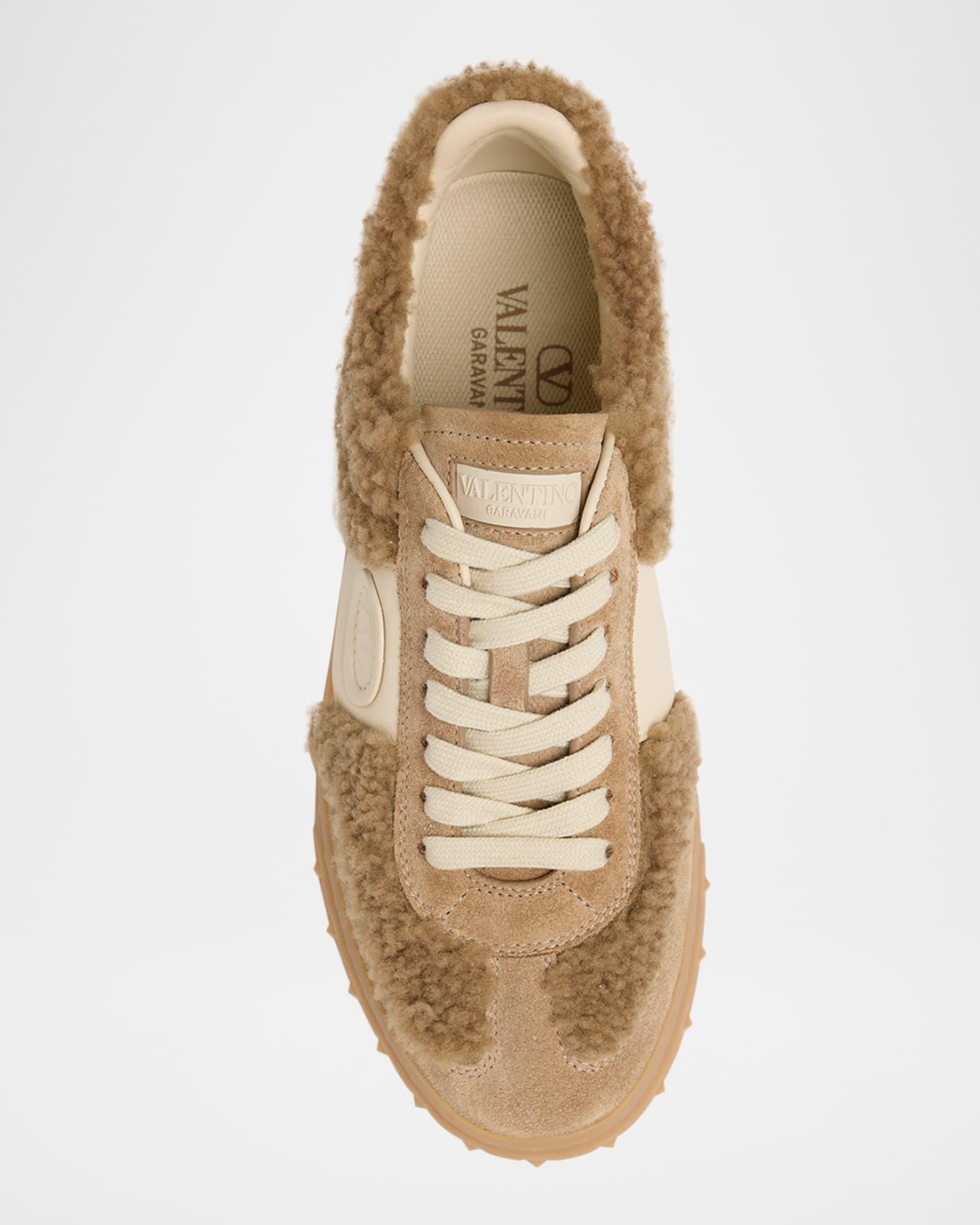 Upvillage Suede Shearling Low-Top Sneakers Product Image