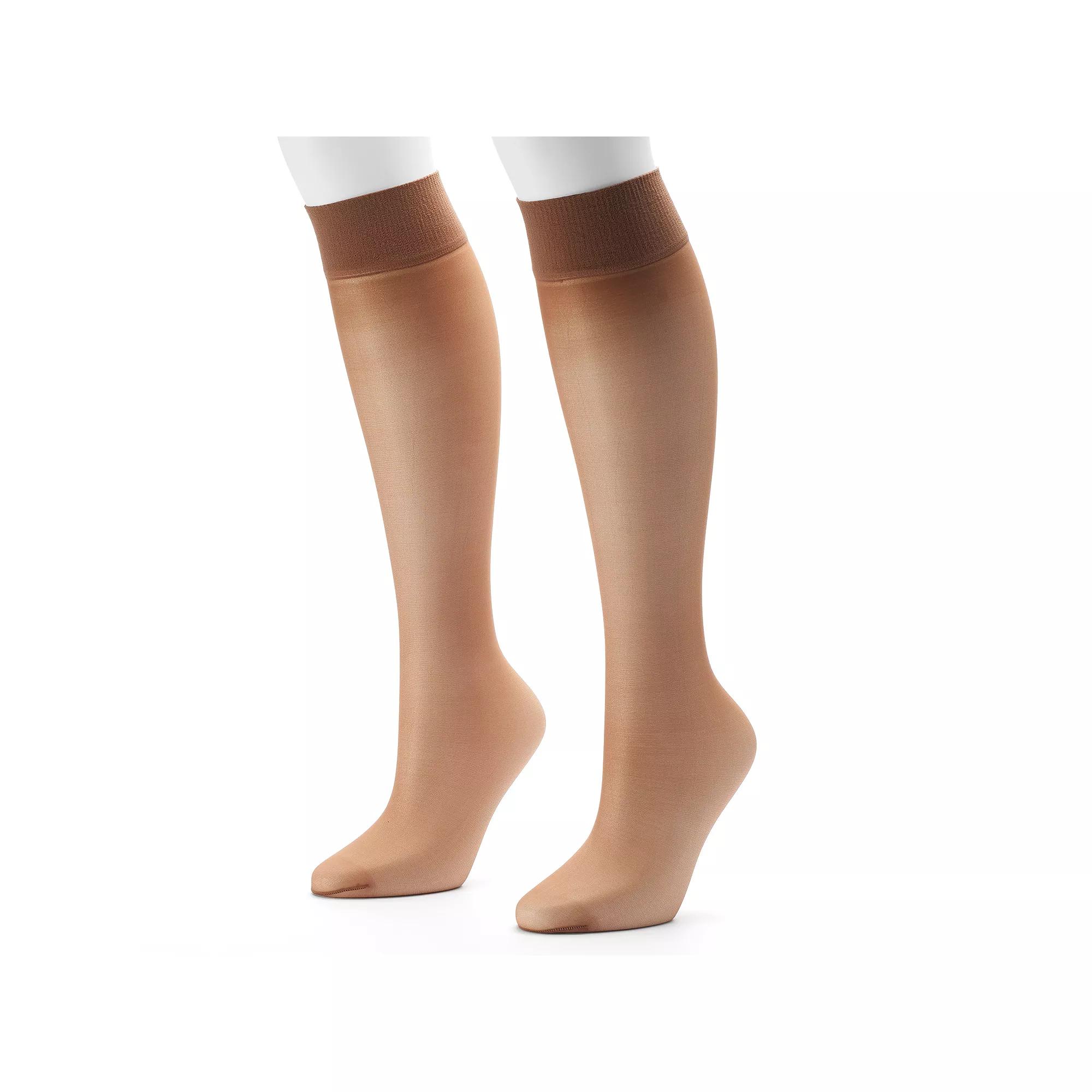 Hanes® Alive 2-pk. Full Support Knee-High Pantyhose 0A446, Women's, Little Color Product Image
