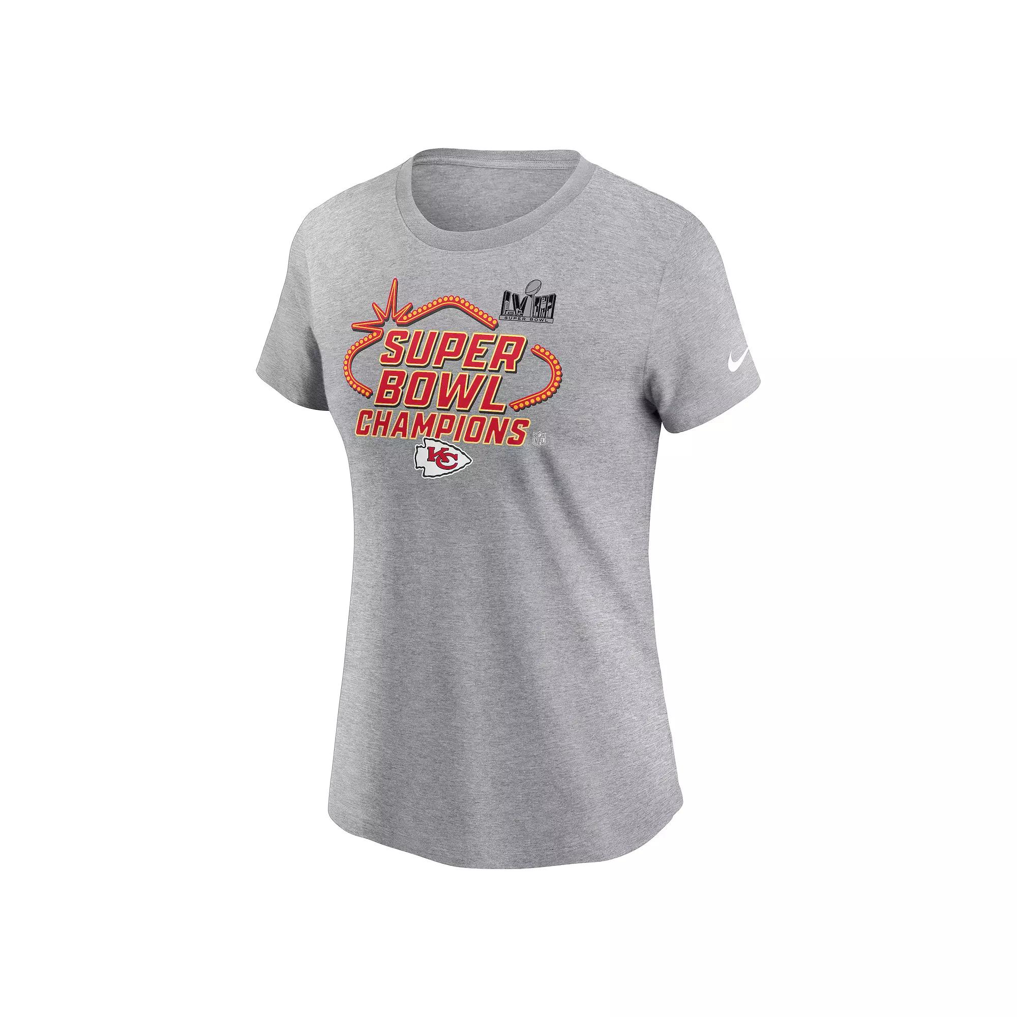 Women's Nike Kansas City Chiefs Super Bowl LVIII Champions Trophy Collection Tee, Size: Small, Grey Gray Product Image