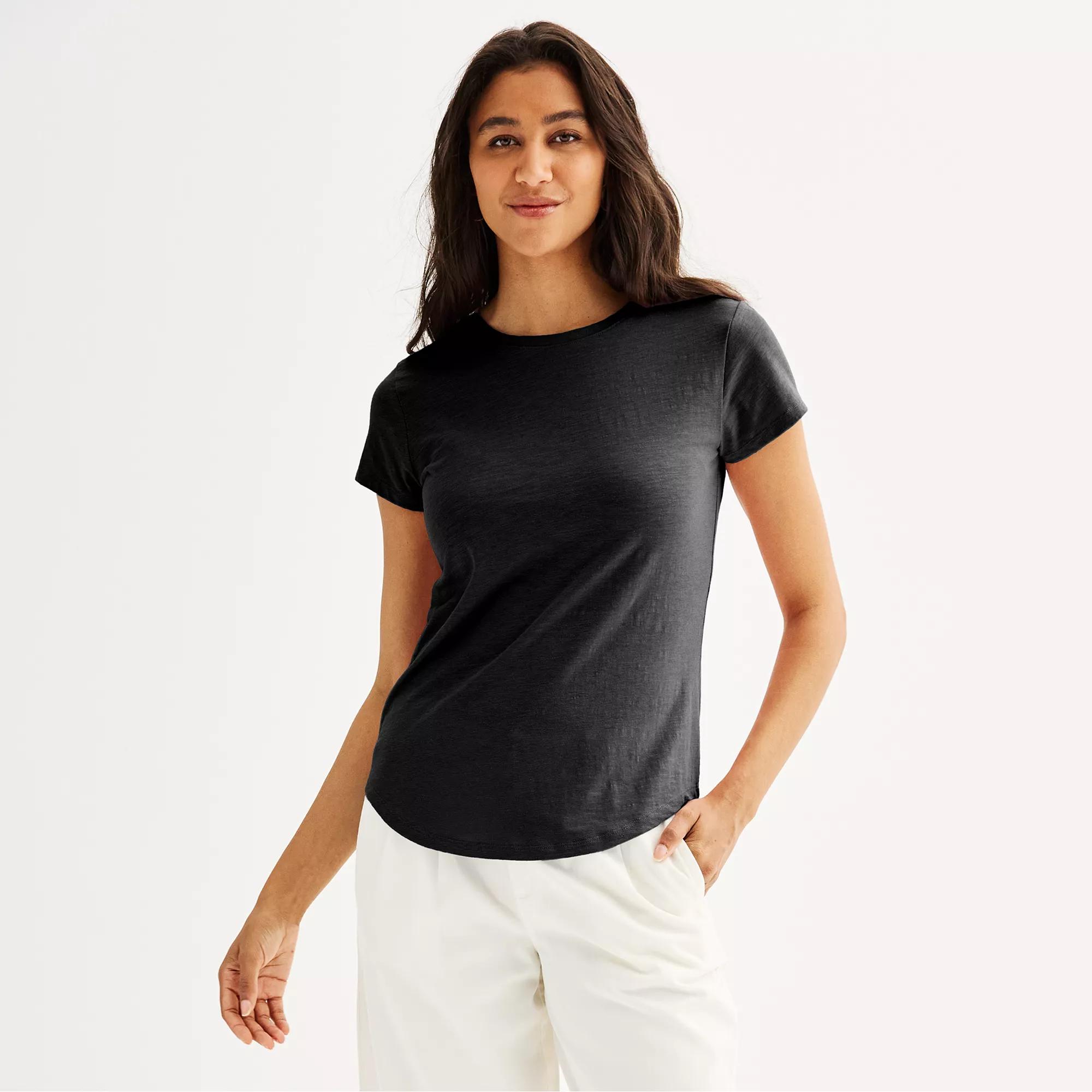 Petite Sonoma Goods For Life® Everyday Short Sleeve Crewneck Tee, Women's,  Product Image