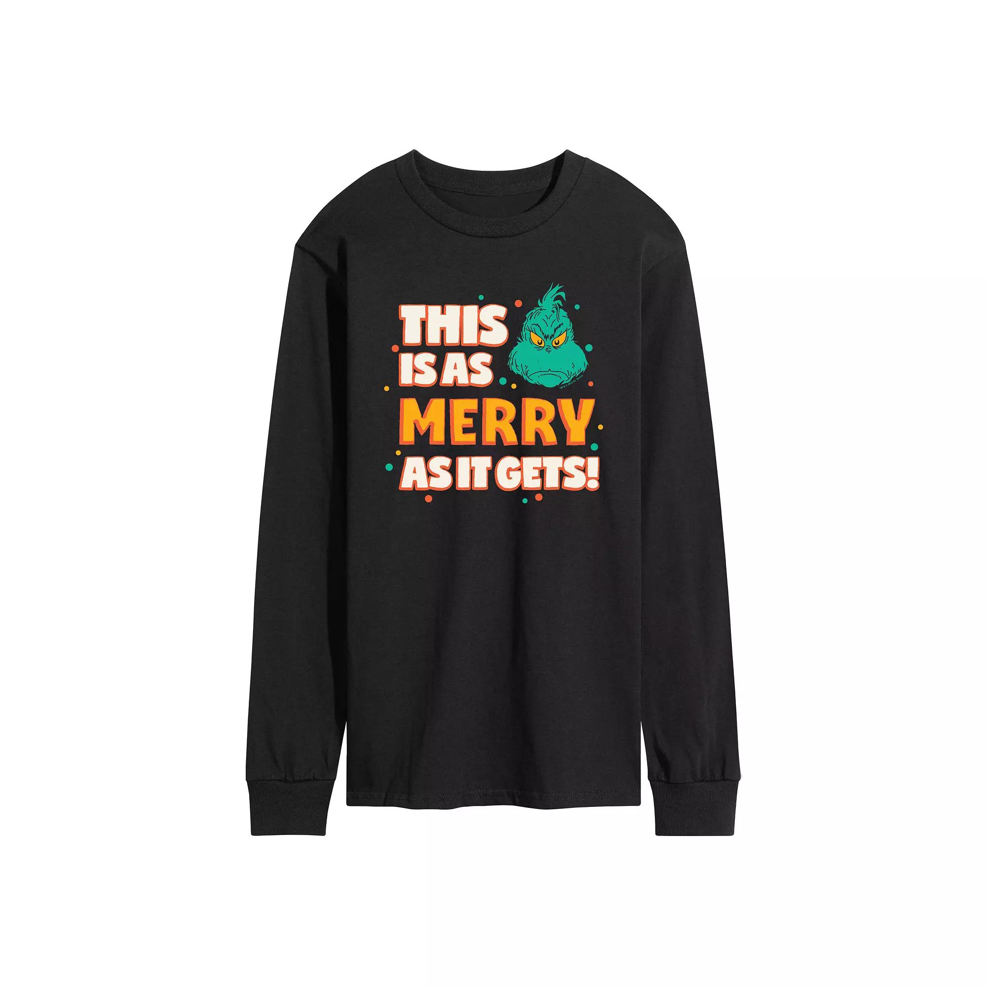Men's Dr. Seuss The Grinch As Merry As It Gets Long Sleeve Graphic Tee,  Product Image