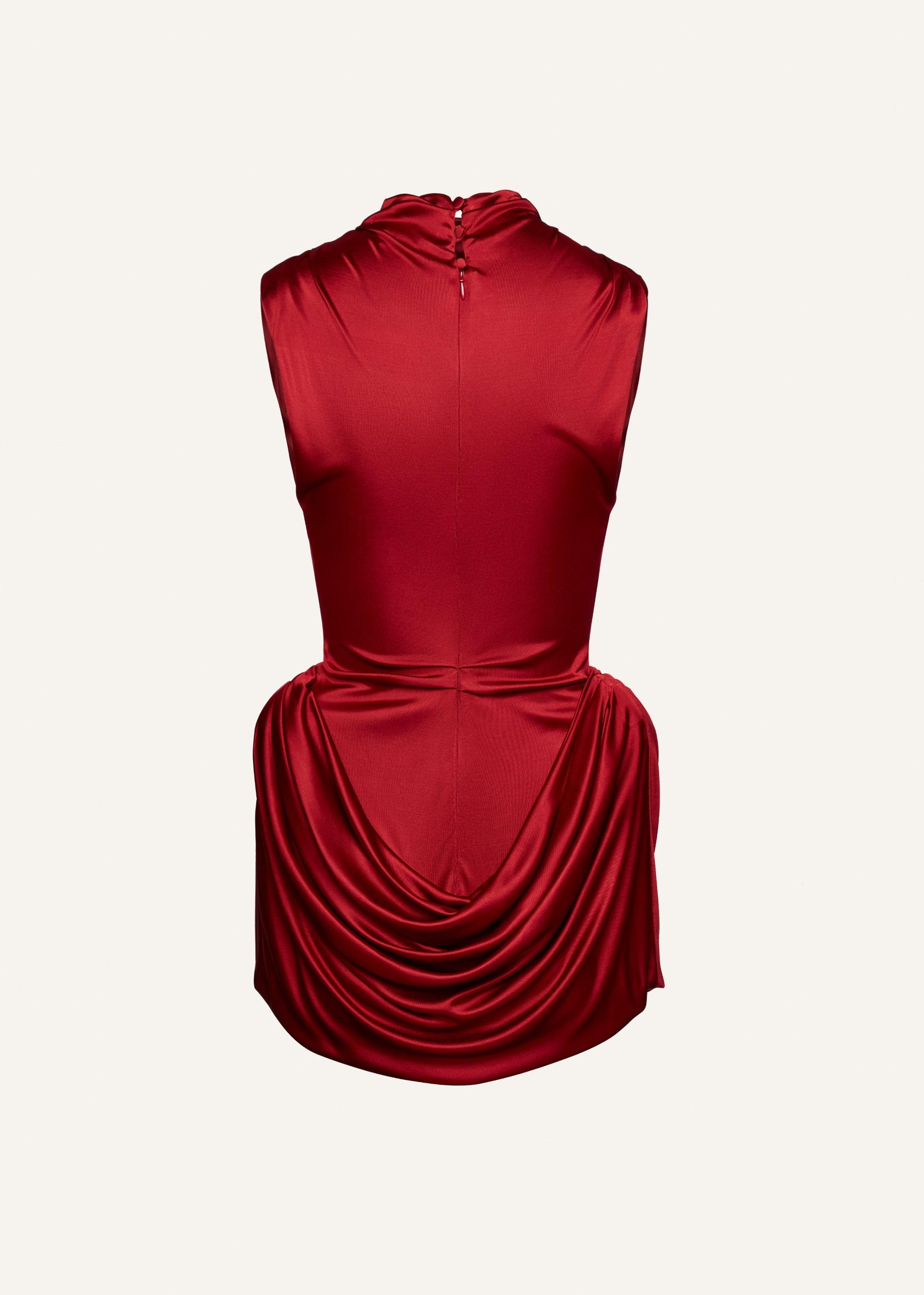 Padded hip mini dress in red Product Image