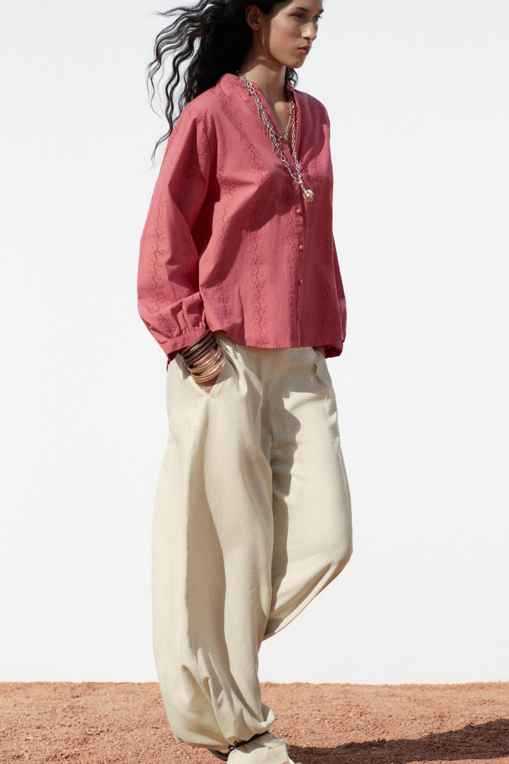 EMBROIDERED EYELET BLOUSE Product Image