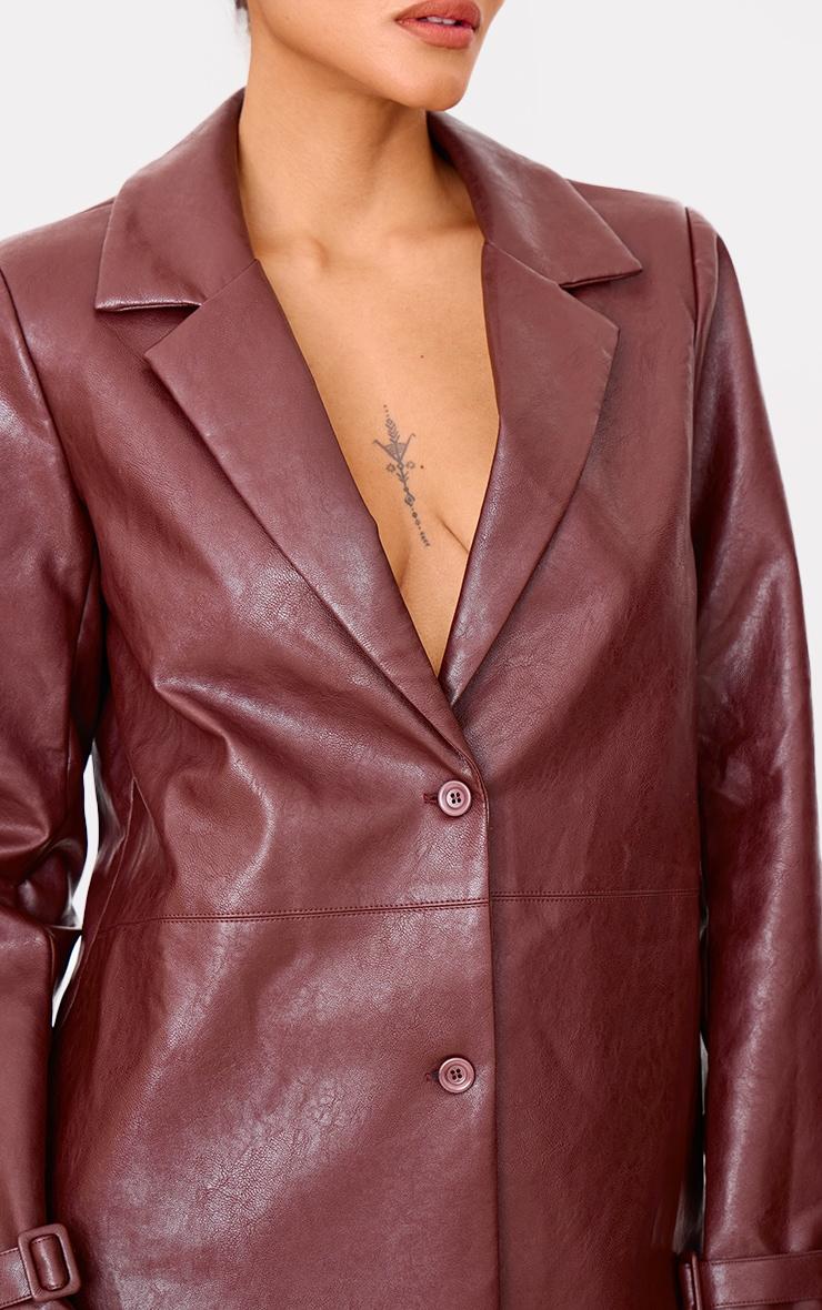 Chocolate Faux Leather Blazer Product Image