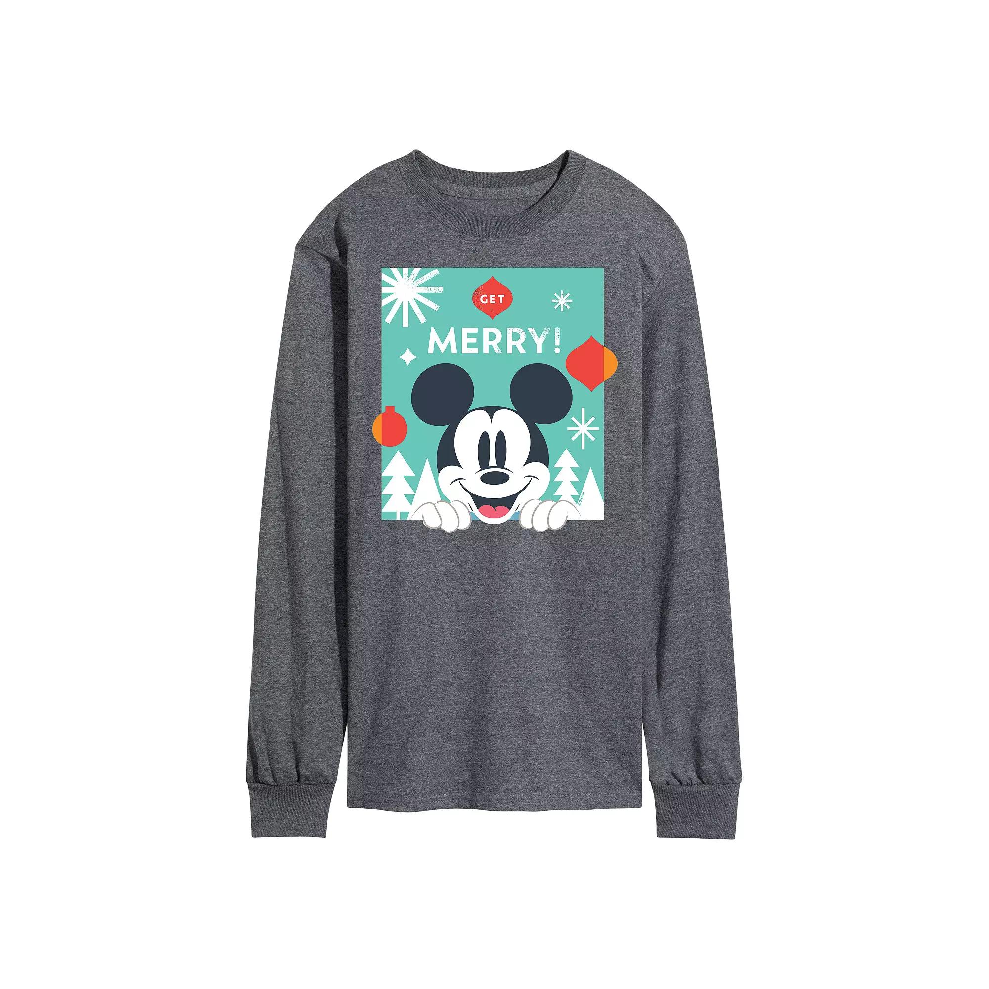 Disney's Men's Mickey Mouse Get Merry Long-sleeved Tee,  Product Image