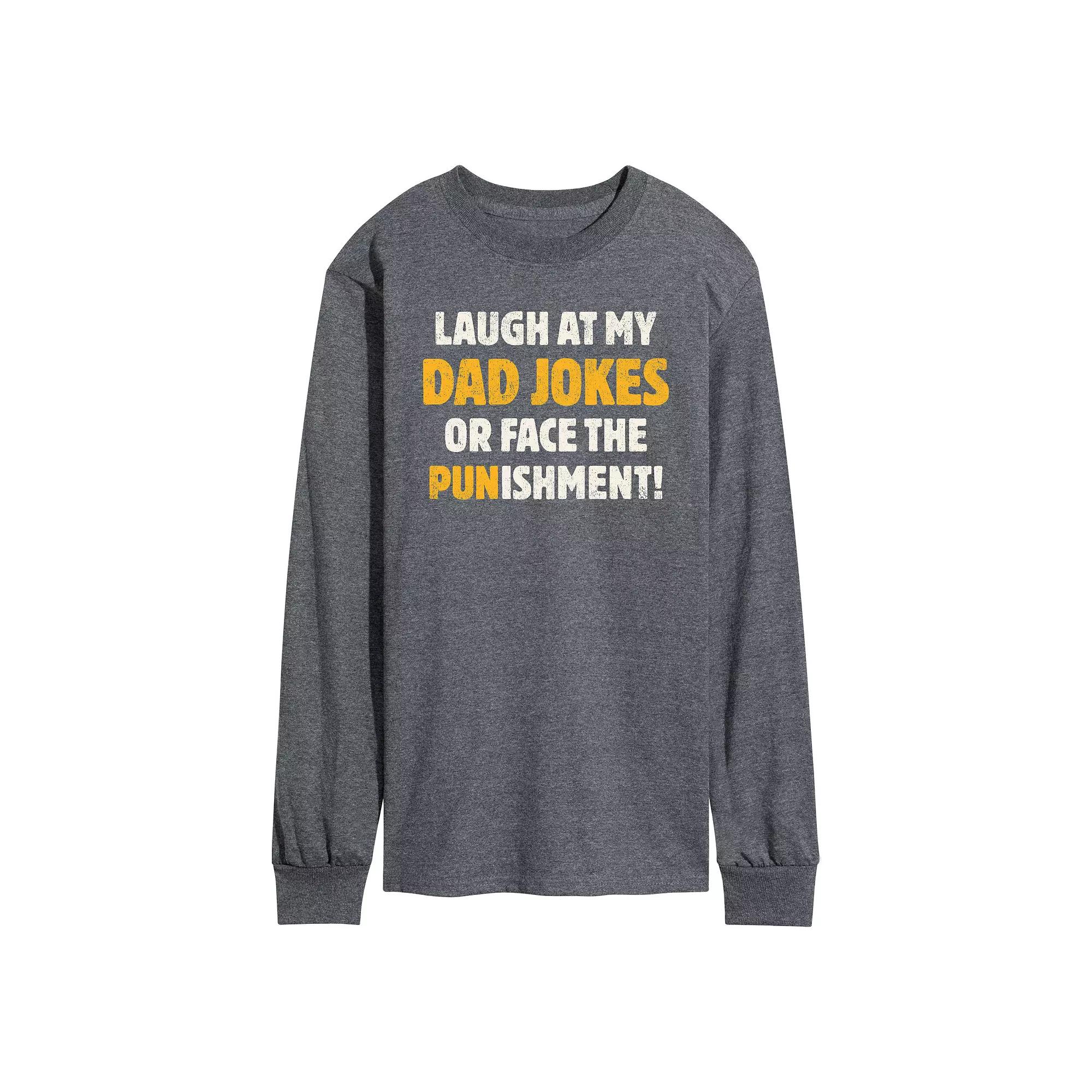 Men's Dad Jokes Punishment Long Sleeve Graphic Tee,  Product Image