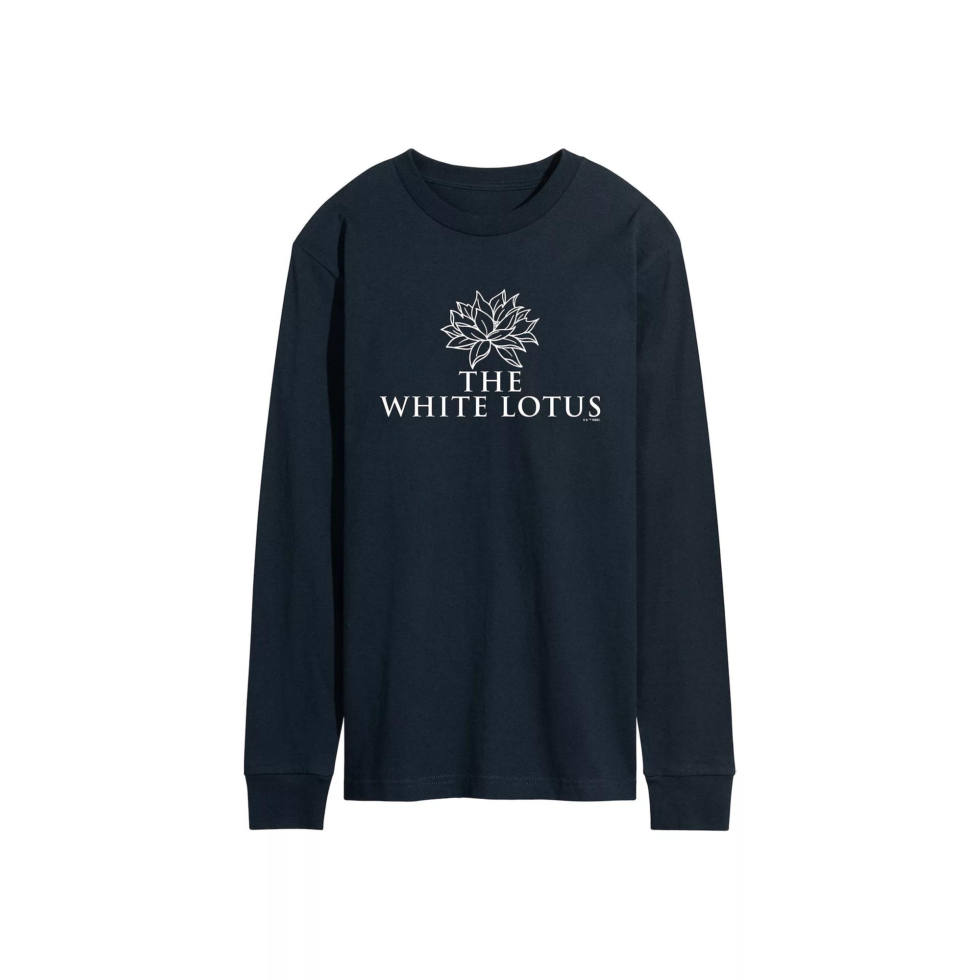 Men's White Lotus Logo Long Sleeve Graphic Tee,  Product Image
