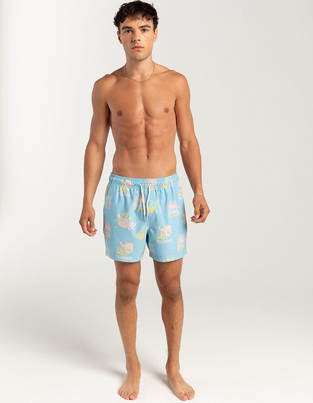 RSQ Mens Baja 5" Swim Shorts - LIGHT BLUE Product Image