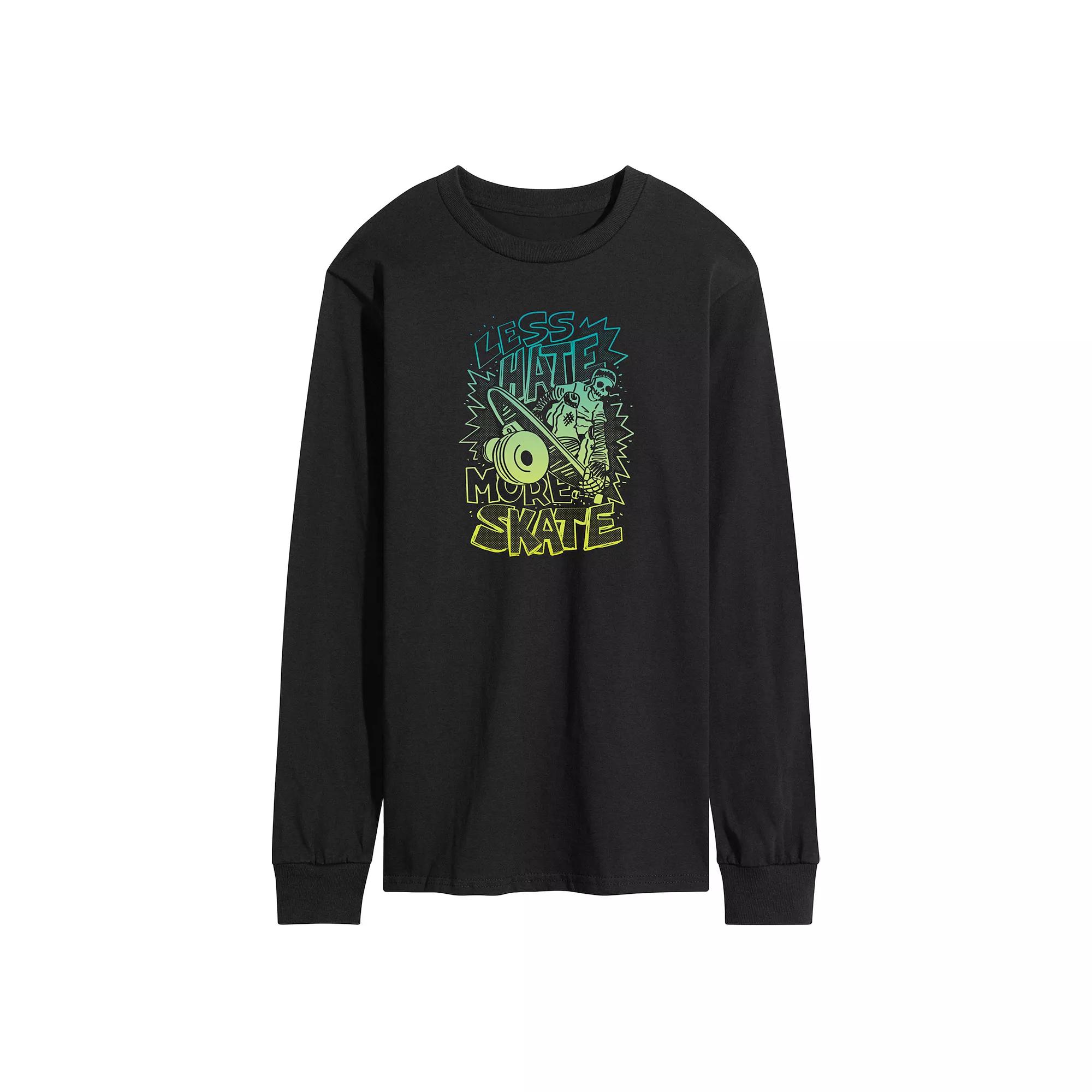 Men's Retro Less Hate More Skate Long Sleeve Graphic Tee,  Product Image