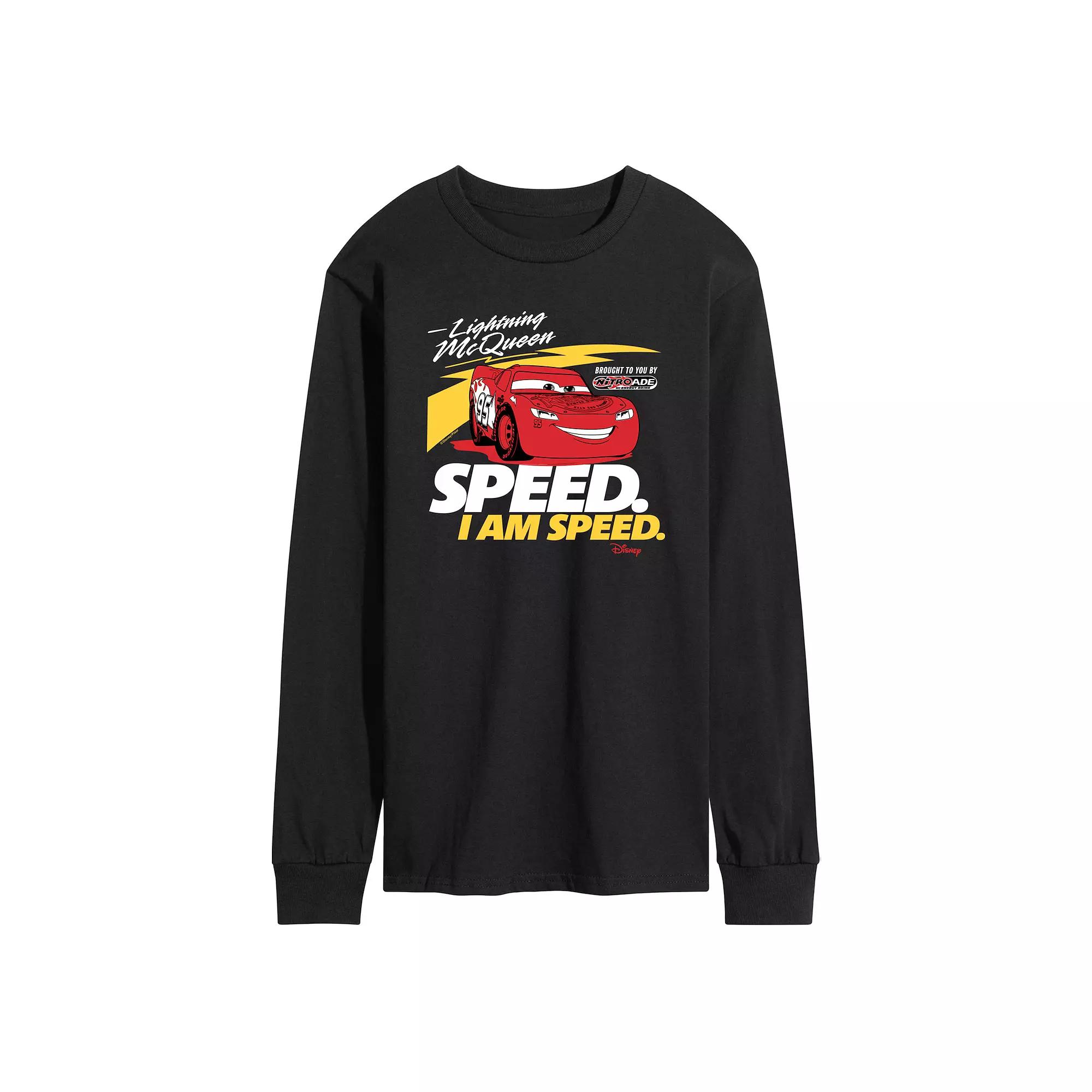 Disney / Pixar's Cars Lightening McQueen Men's Speed I am Speed Long Sleeve Graphic Tee,  Product Image