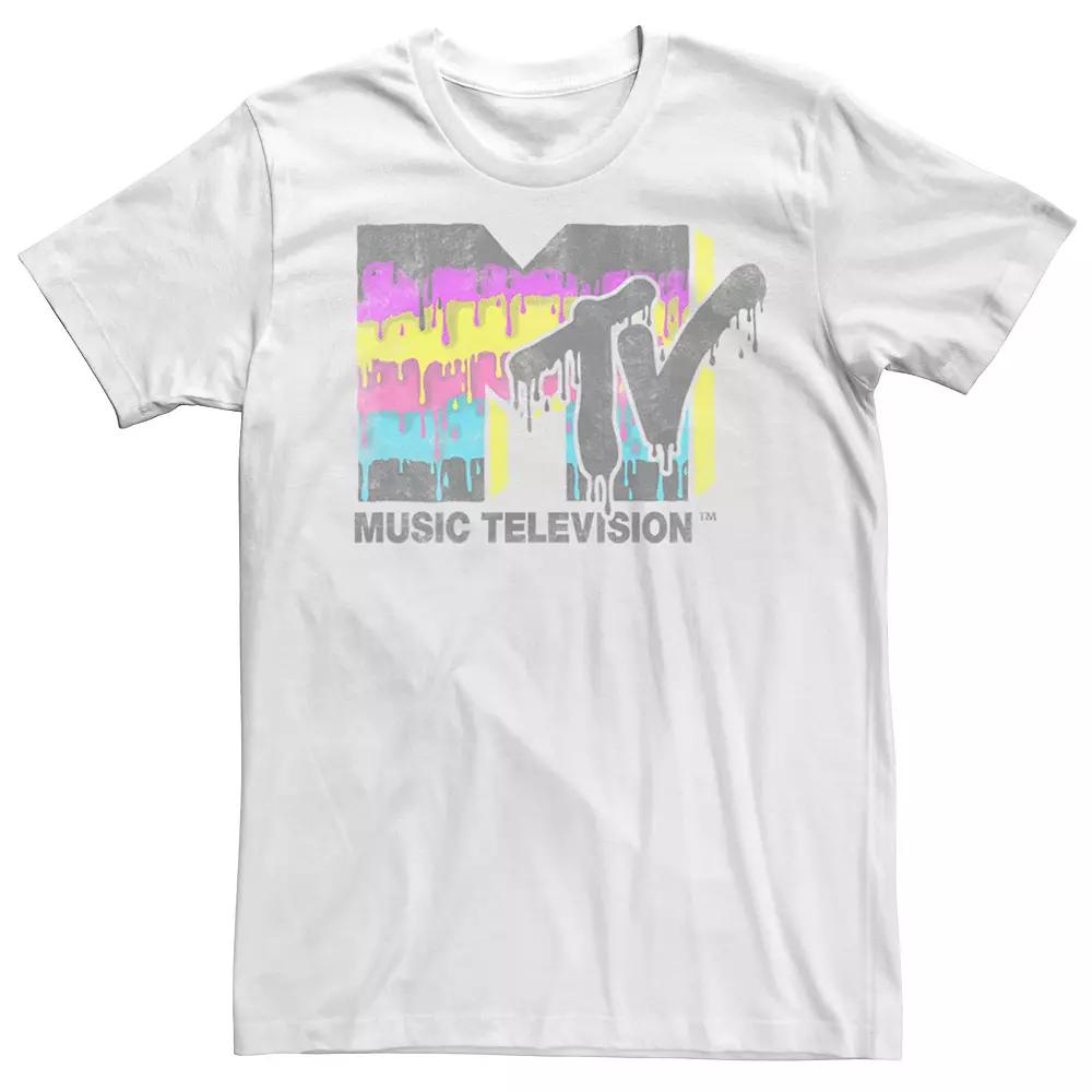 Men's MTV Layered Paint Drip Vintage Logo Short Sleeve Tee,  Product Image