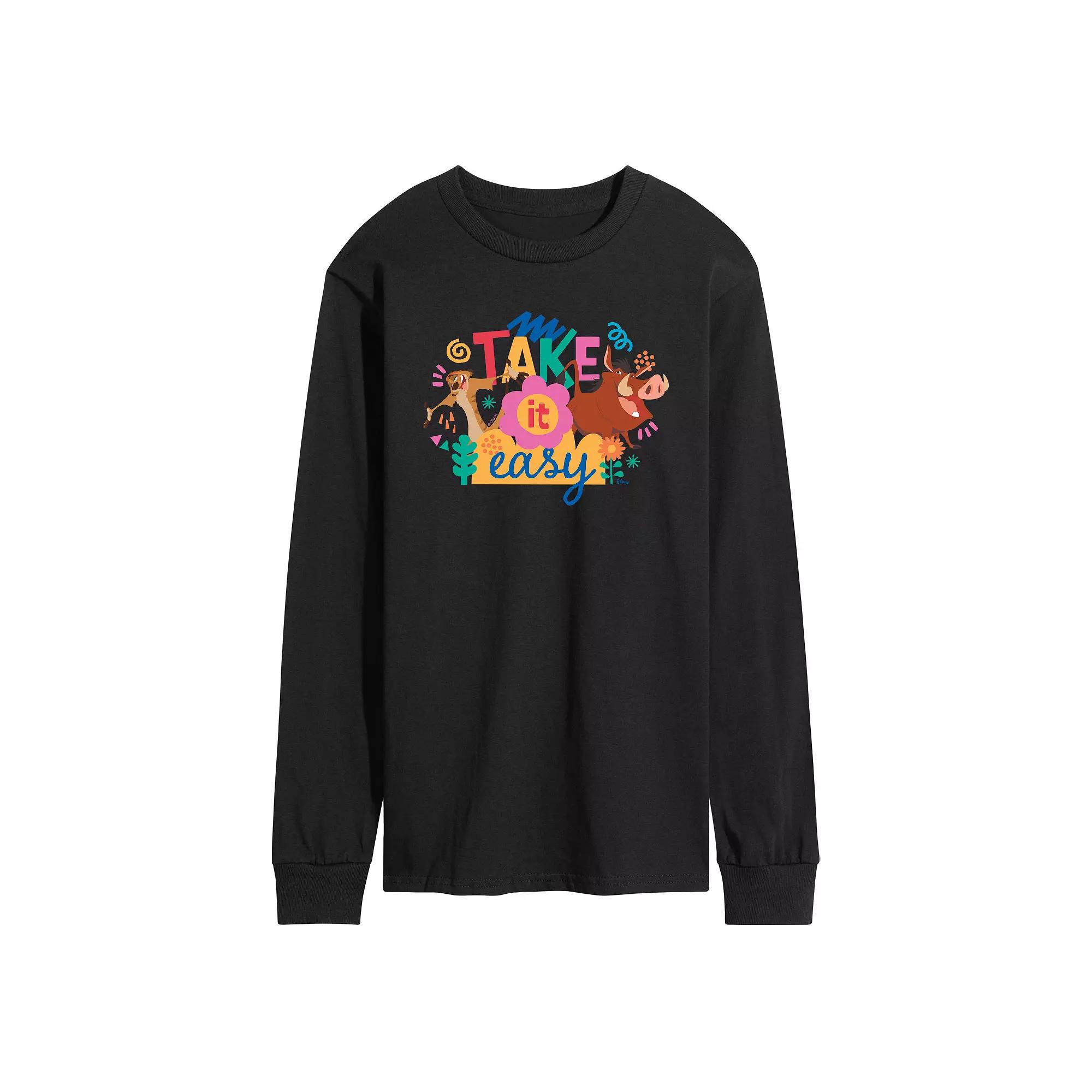 Disney's Lion King Timon & Pumba Men's Take It Easy Long Sleeve Graphic Tee,  Product Image