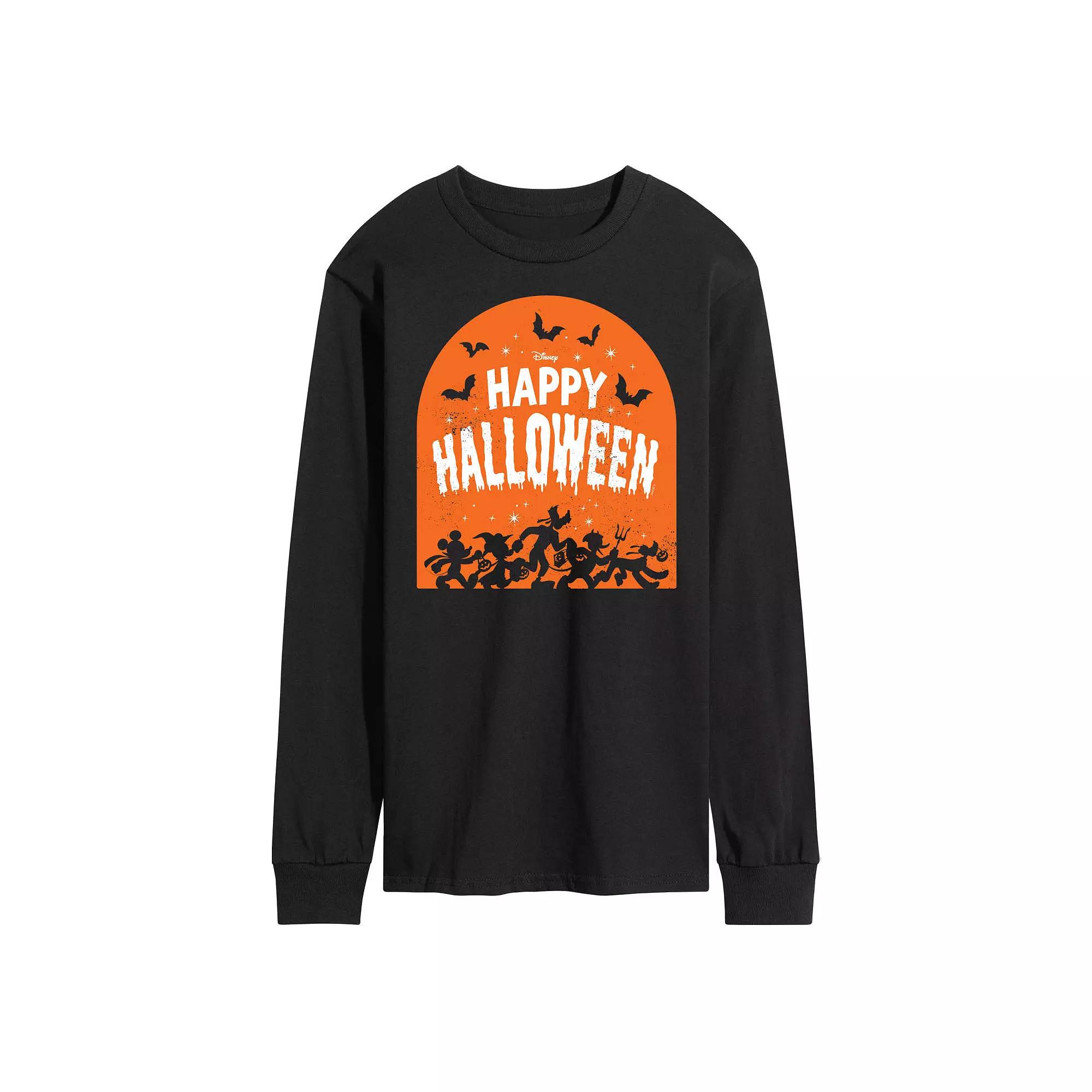 Disney's Mickey Mouse & Friends Men's Happy Halloween Group Long Sleeve Graphic Tee,  Product Image